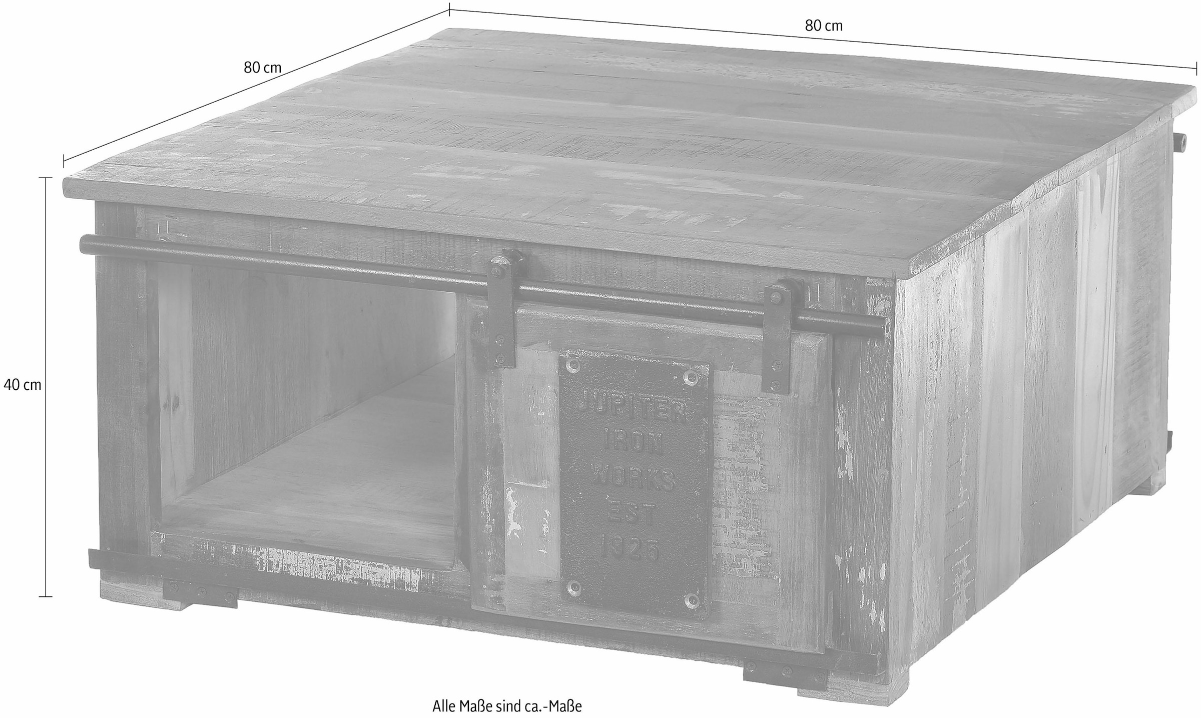 SIT Couchtisch »Jupiter«, aus recyceltem Altholz, mit Schiebetüren, Shabby Chic, Vintage