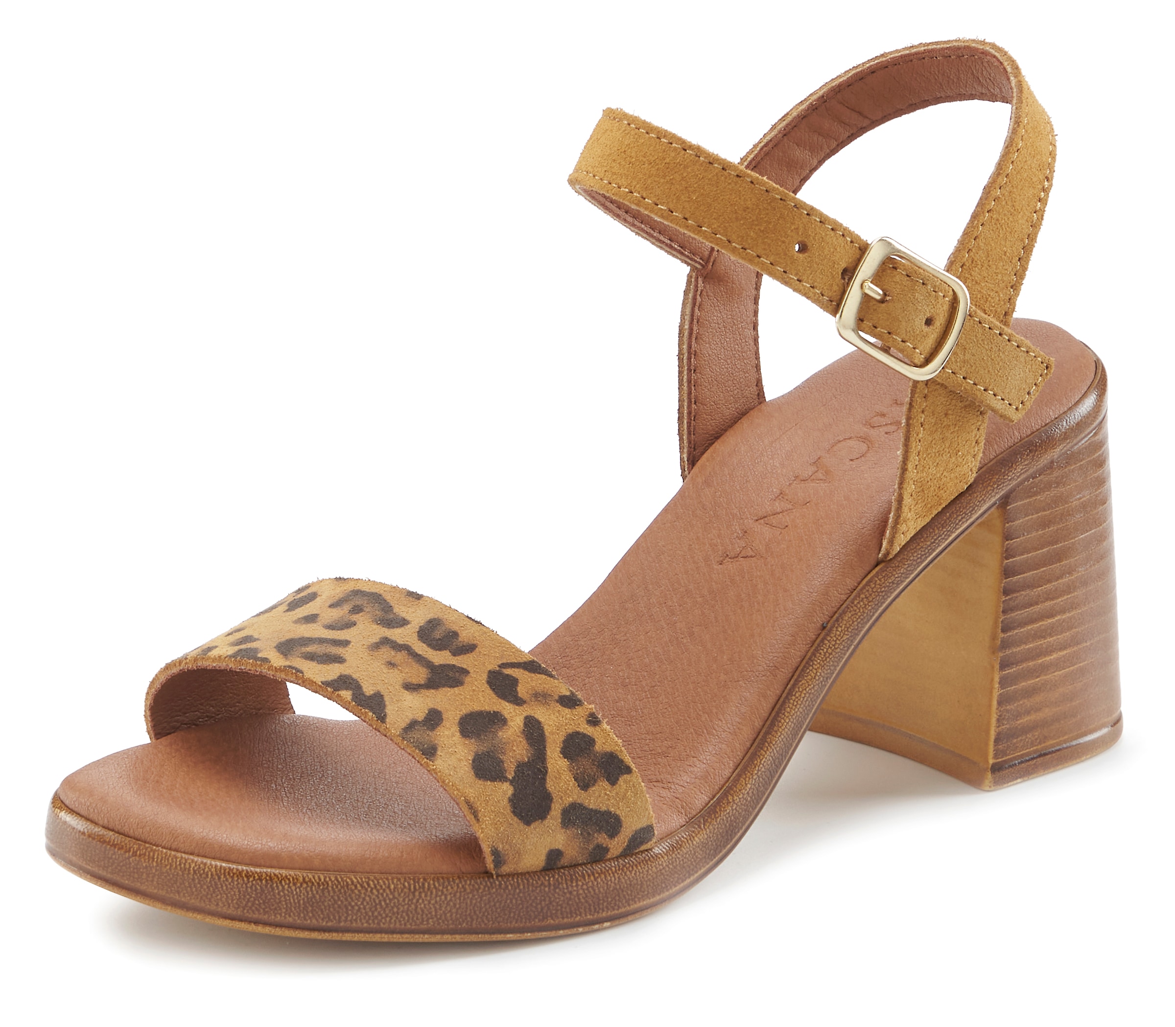 LASCANA Sandalette »Riemchensandalette, Sandale, Sommerschuh«, aus Leder mit Blockabsatz