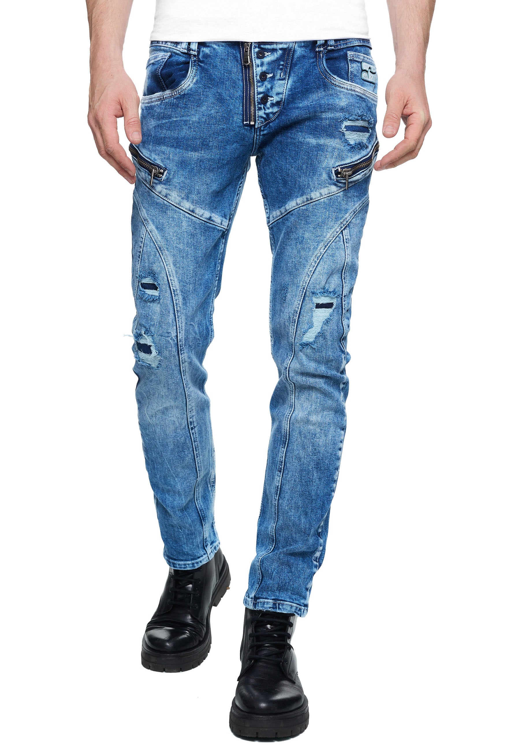 Rusty Neal Straight-Jeans "MORI", mit trendigen Zierelementen