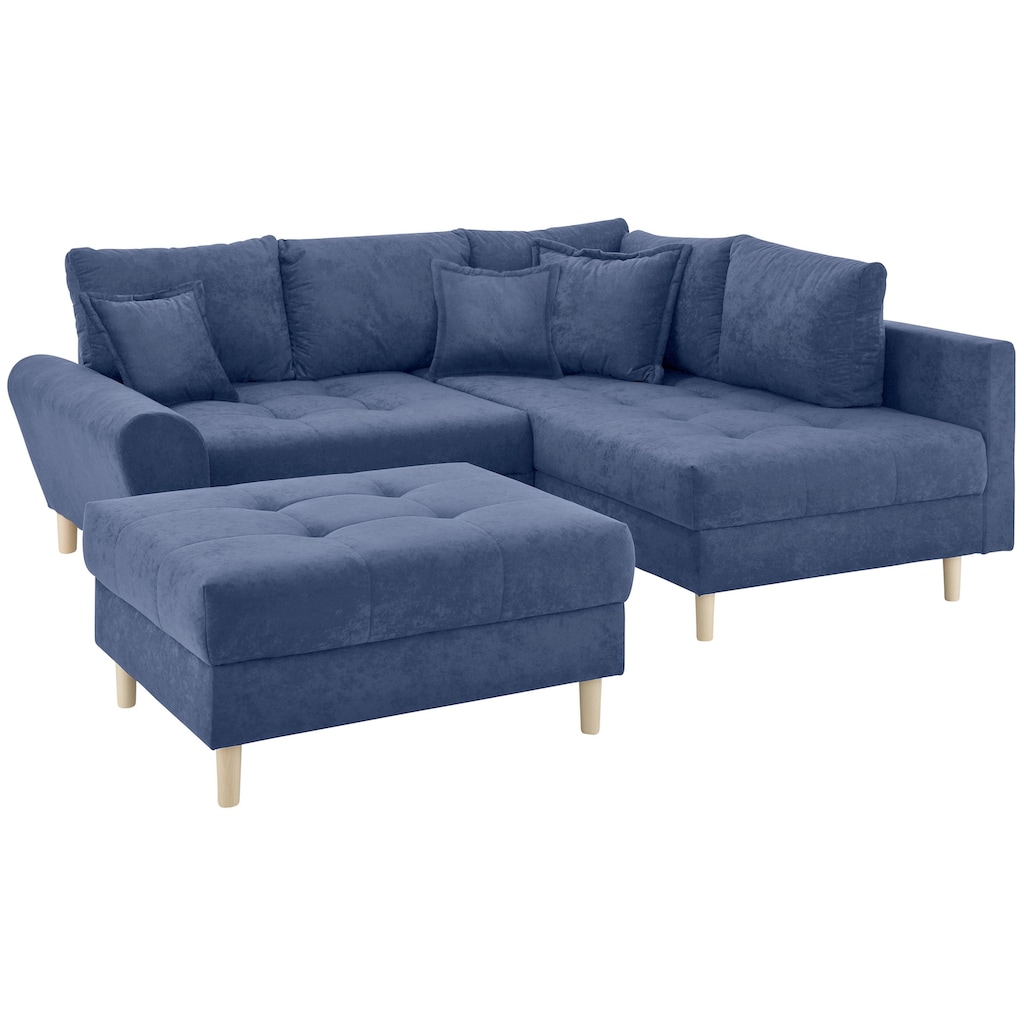 Home affaire Ecksofa »Rice«, (Set, mit Hocker)