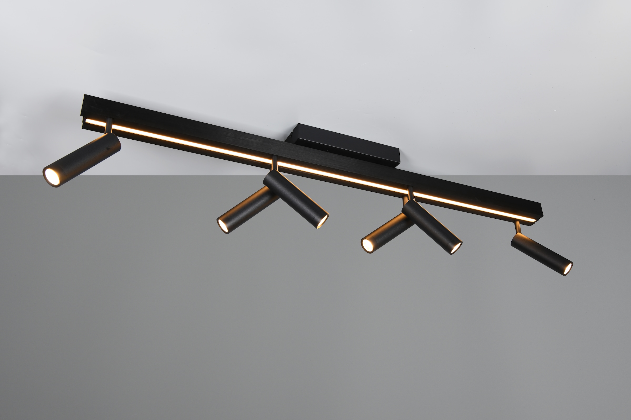 TRIO Leuchten LED Deckenleuchte »ZENO ausziehbare LED Deckenlampe mit 6 verstellbaren Spots dimmbar CCT«, 6 flammig, Leuchtmittel LED-Board | LED fest integriert, getrennt schaltbare Spots, Lichtfarbe einstellbar inkl Fernbedienung