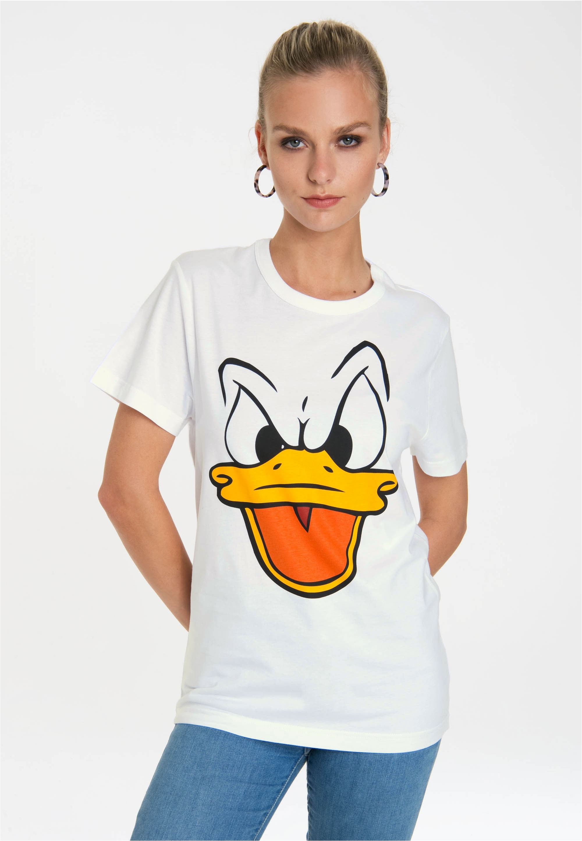 LOGOSHIRT T-Shirt "Donald Duck – Face" mit lizenziertem Originaldesign