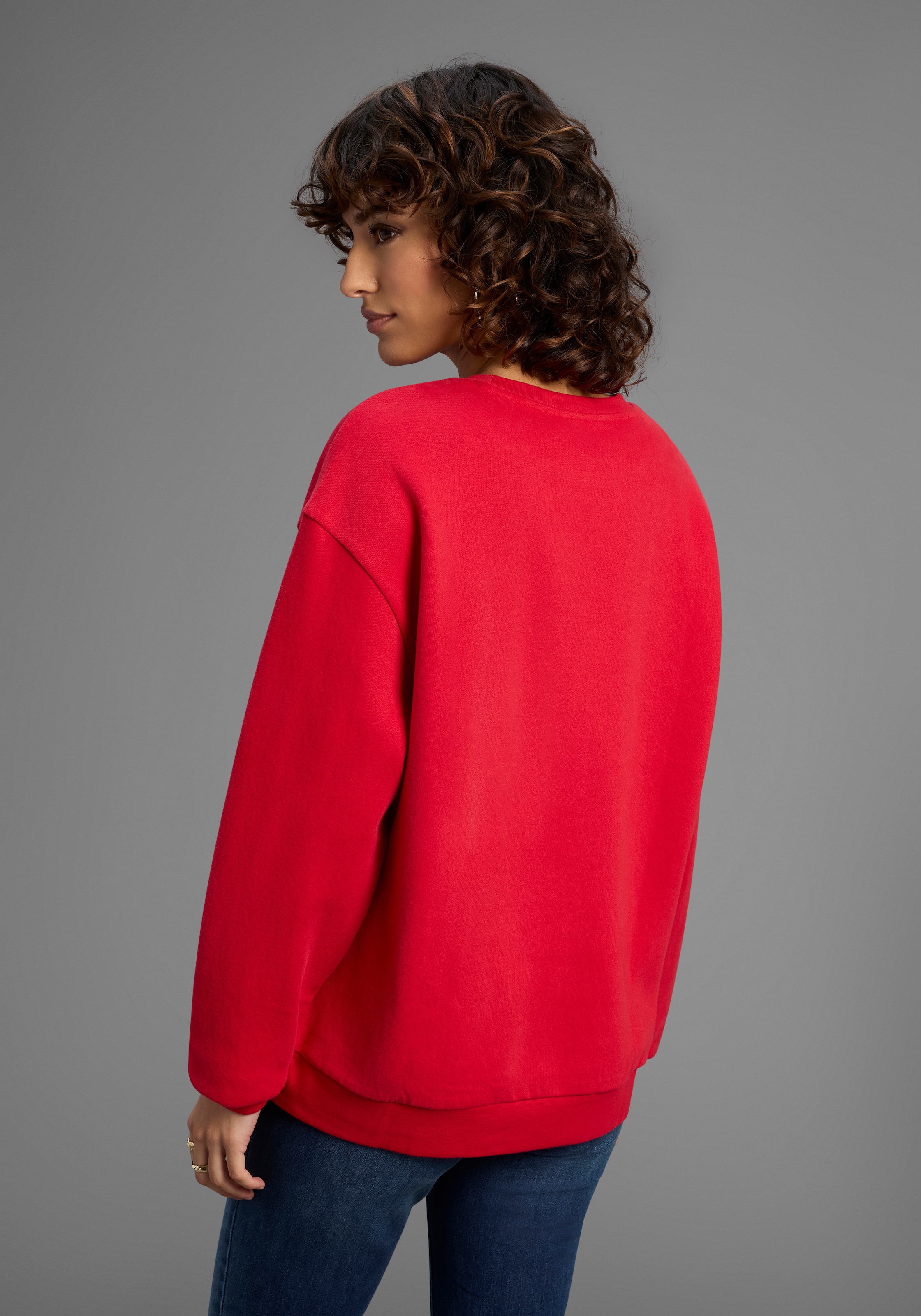 DELMAO Sweater, Angeraute Baumwollmischung mit Logostickerei auf der Brust