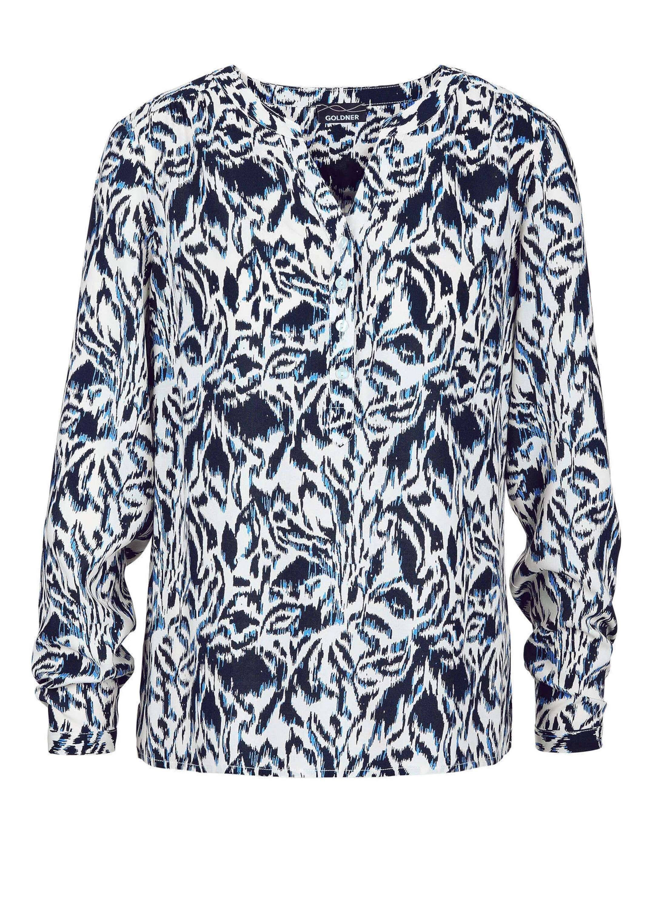 GOLDNER "Florale Druckbluse mit V-Ausschnitt" Unikat-Print