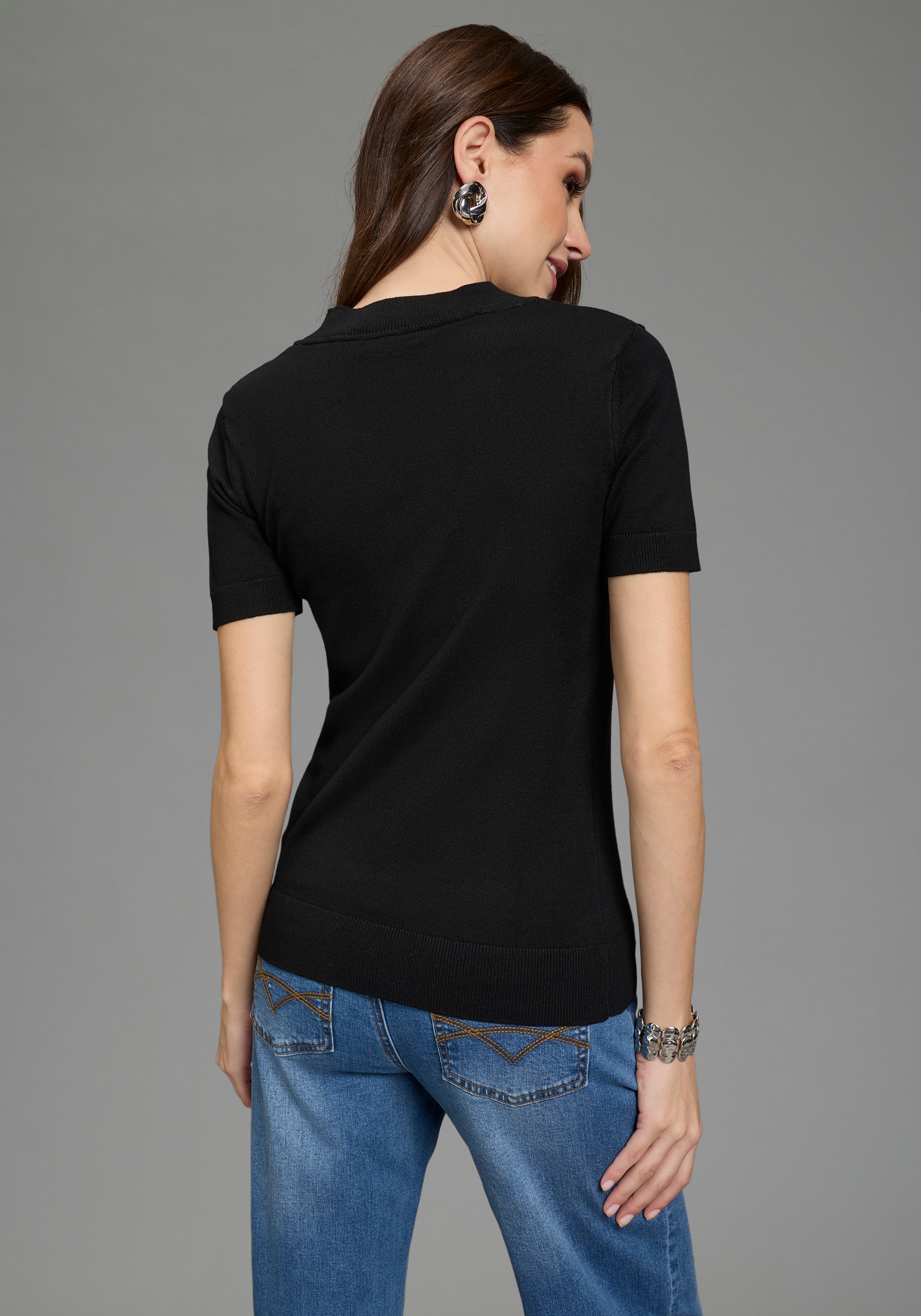 Bruno Banani Kurzarmpullover Cut-Out günstig online kaufen