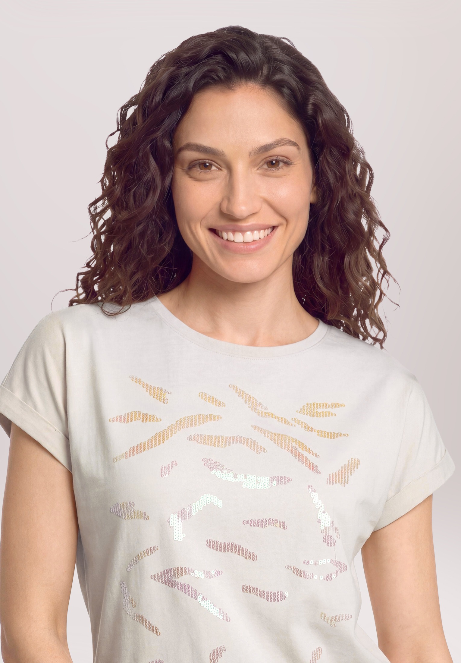 Cartoon Kurzarmshirt »Damen mit Ärmelaufschlag« 1