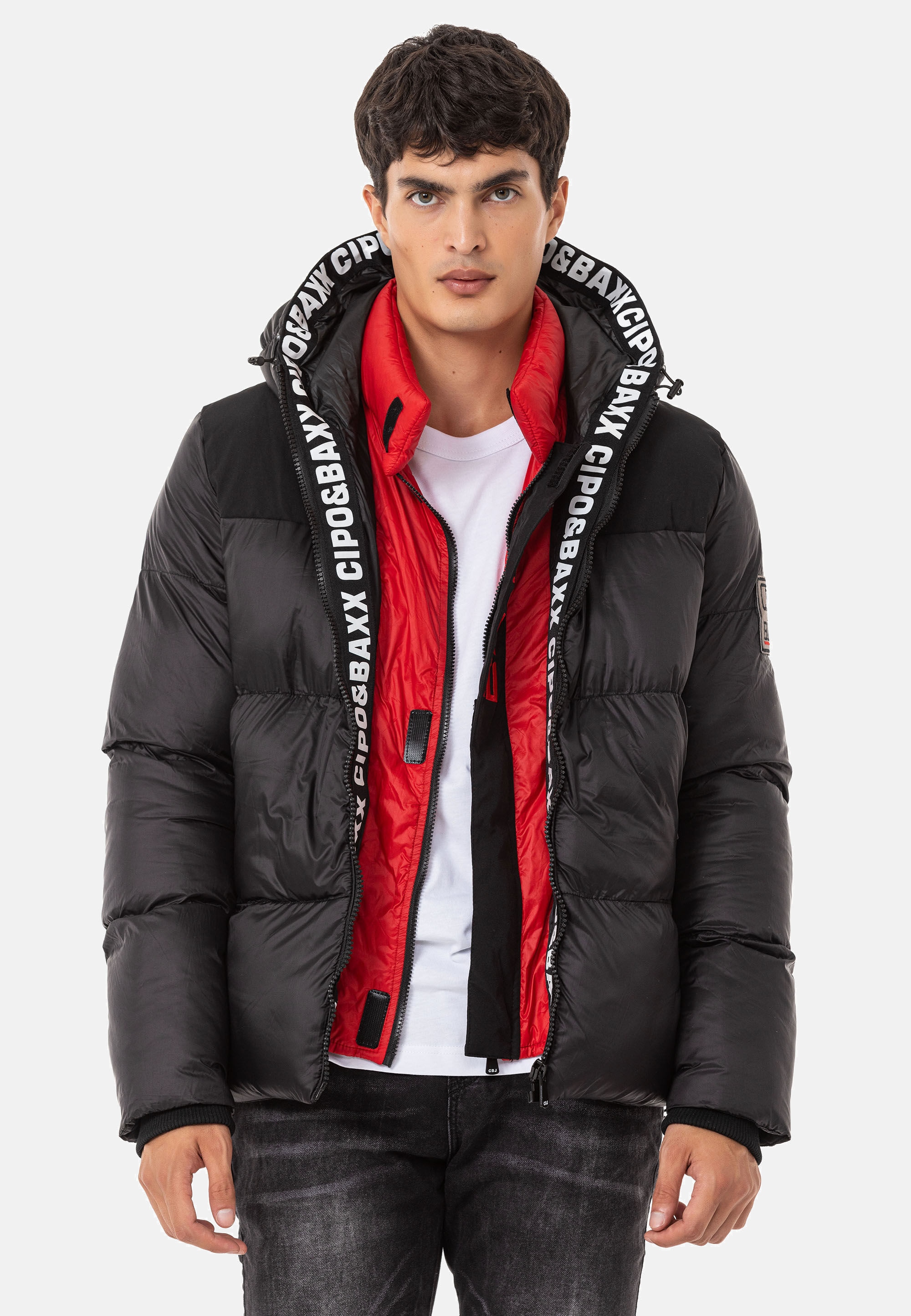 Cipo & Baxx Winterjacke »Jacke«, mit Kapuze, im Kontrast-Look