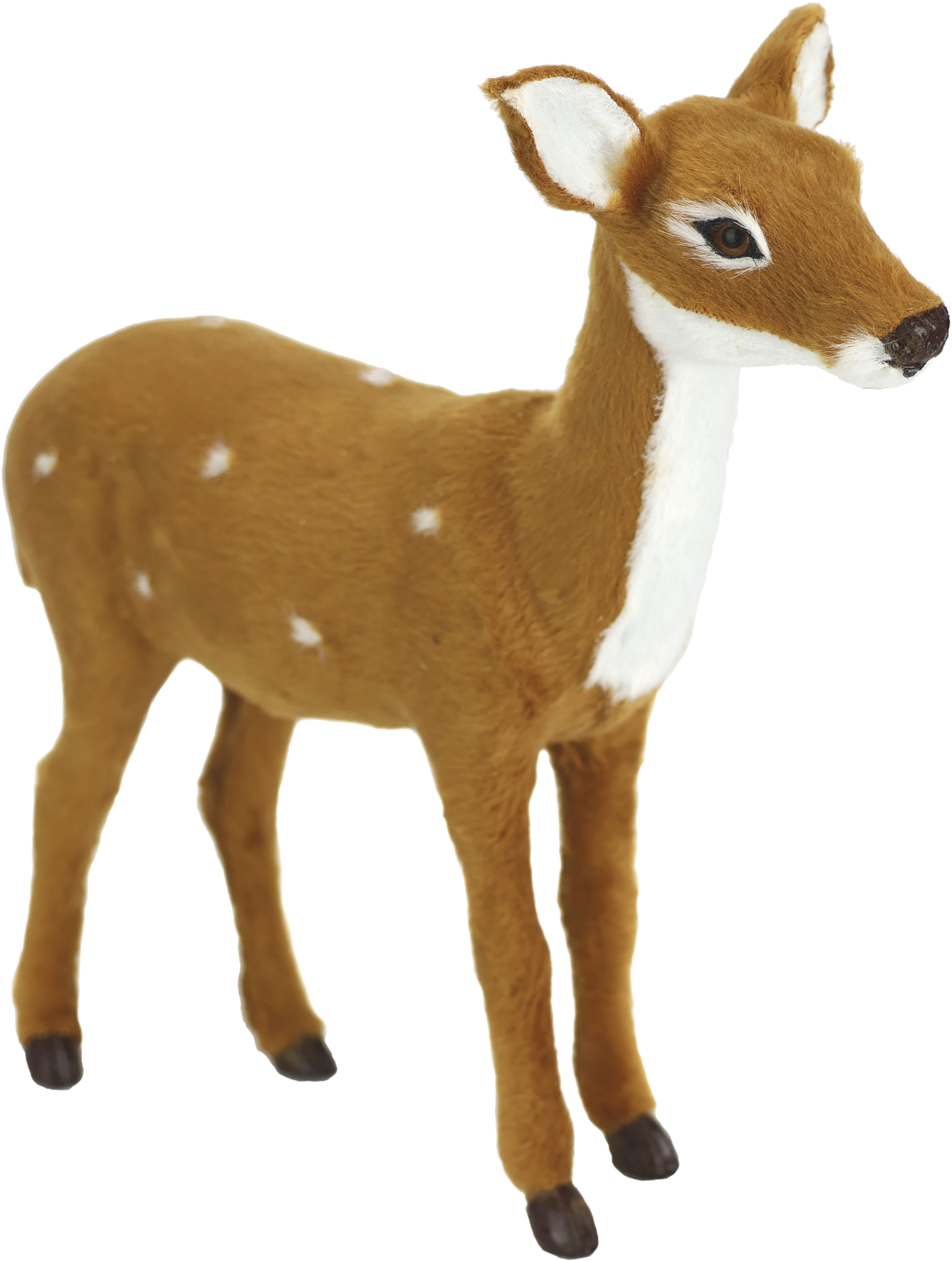 I.GE.A. "Tierfigur Reh aus Kunstfell" Realistisches Waldtier Statue Ornament Plüschtier Weihnachtsdeko