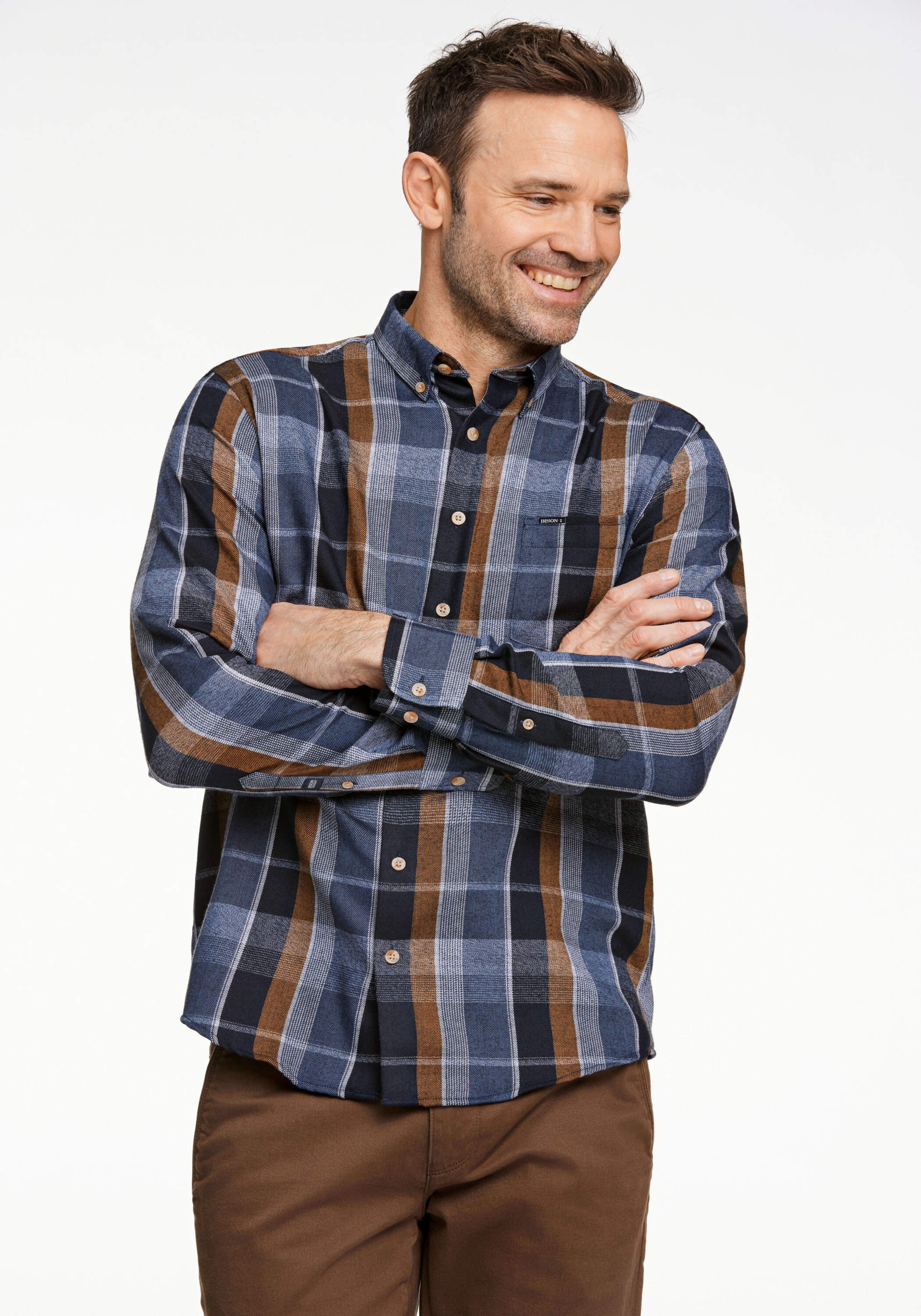 BISON Langarmhemd "Freizeithemd (Langarm) Regular Fit"