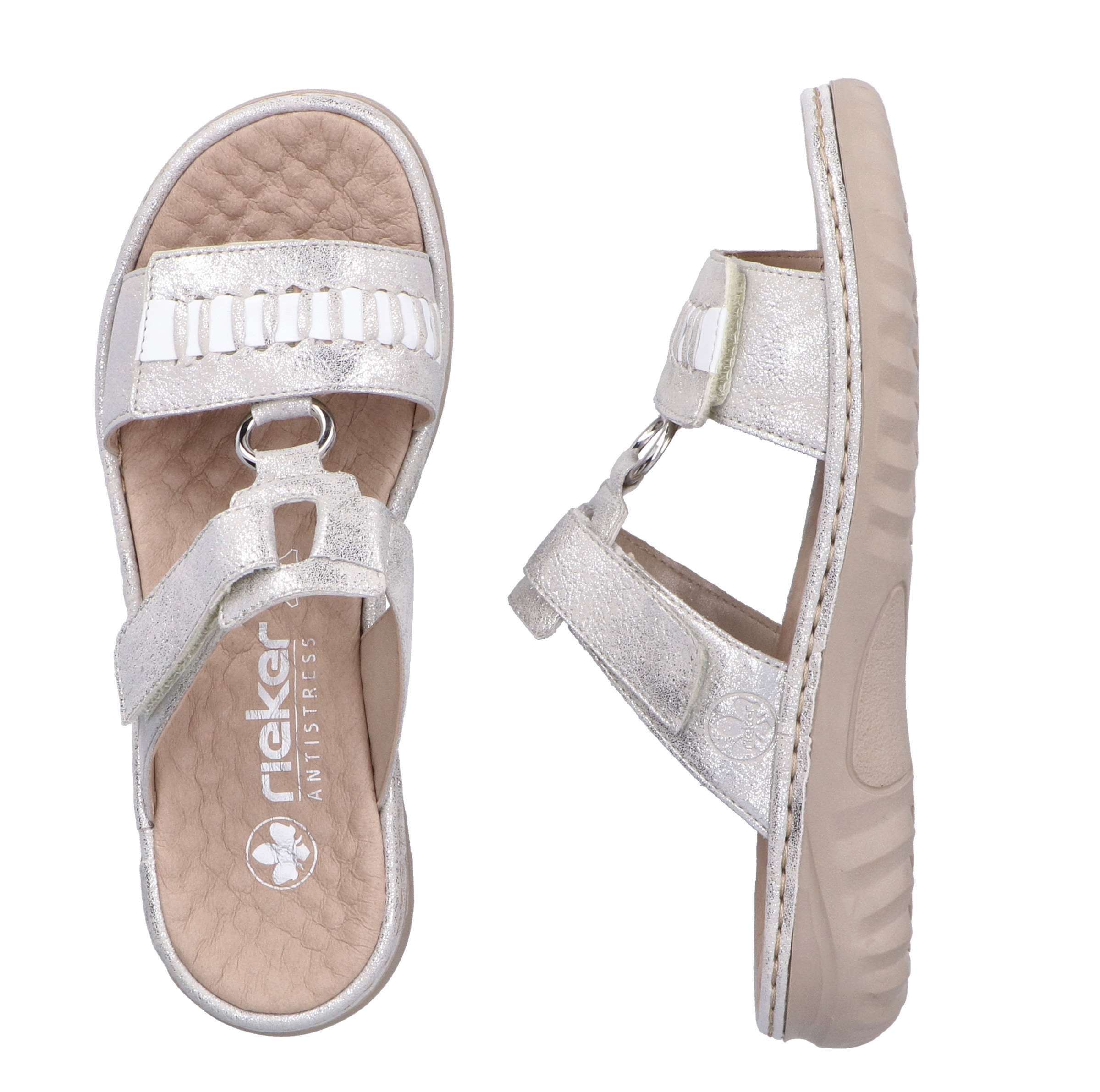 Rieker Pantolette, Sommerschuh, Strandschuh mit regulierbaren Klettverschlüssen