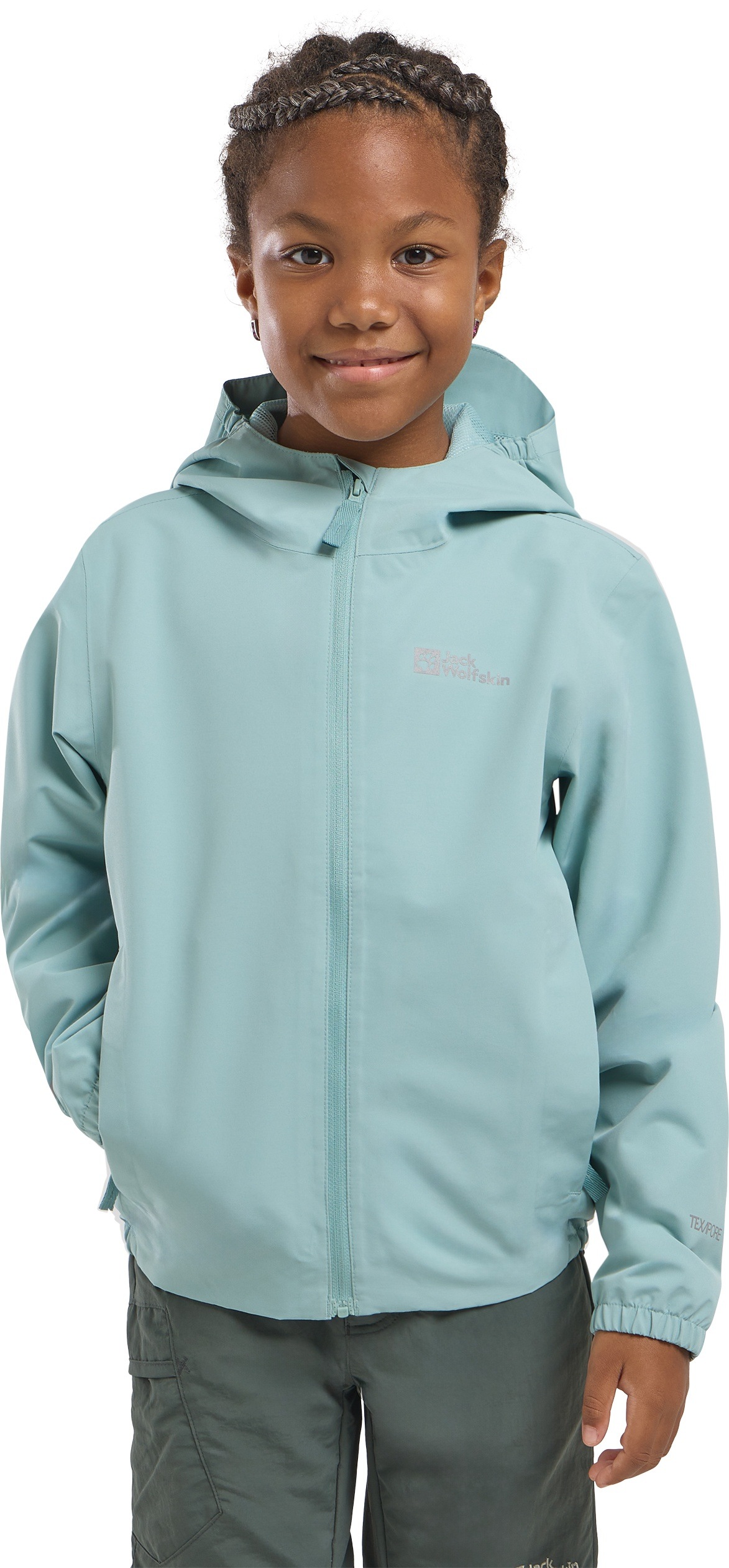 Jack Wolfskin Outdoorjacke "FLAZE JACKET K" mit Kapuze leichte Allwetterjacke für Kinder, wasser- und winddicht