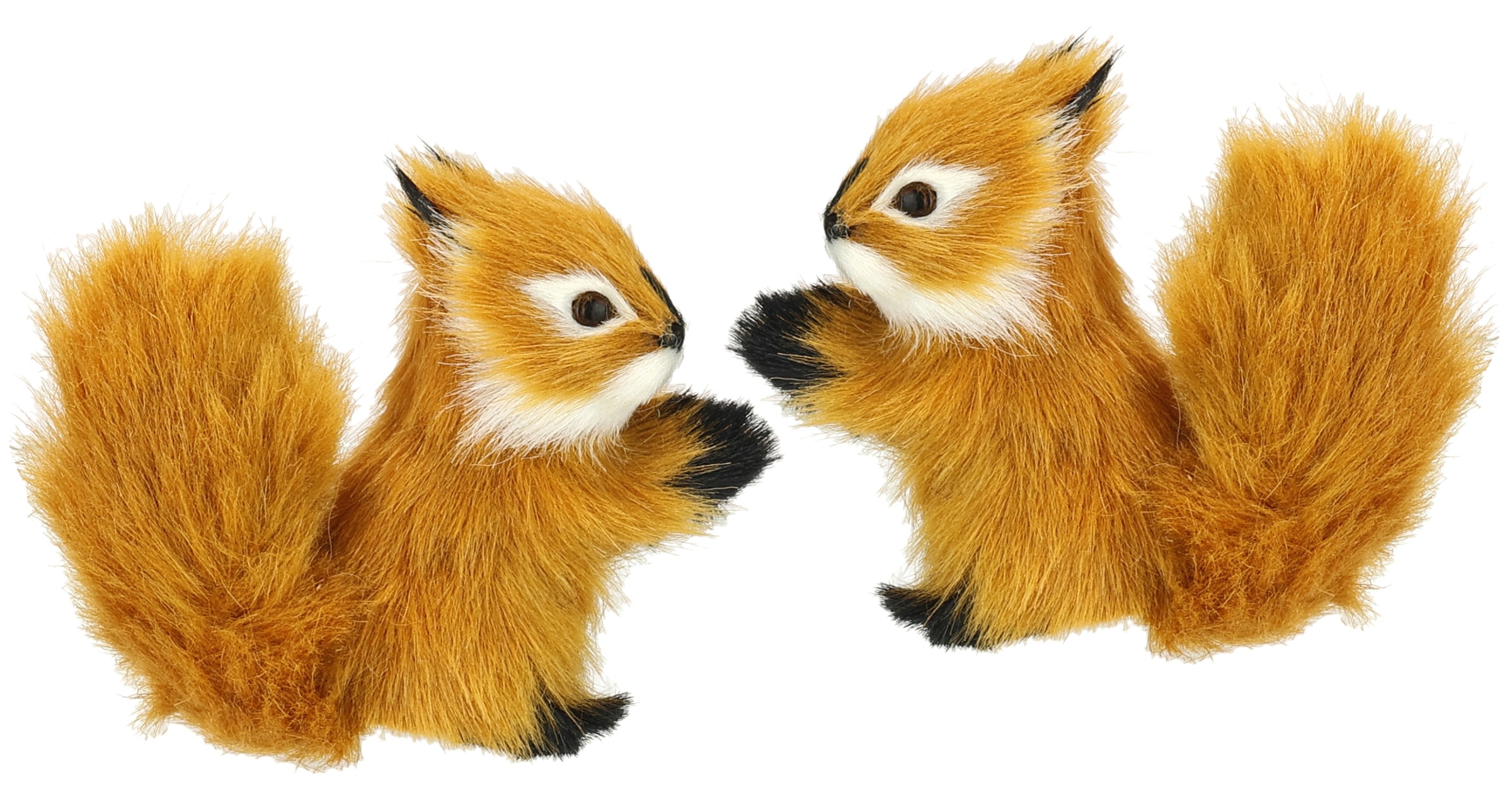 I.GE.A. Dekofigur »Tierfigur mini Eichhörnchen«, 2er Set aus Kunstfell Statue Ornamente Pelz Plüschtier Waldtier