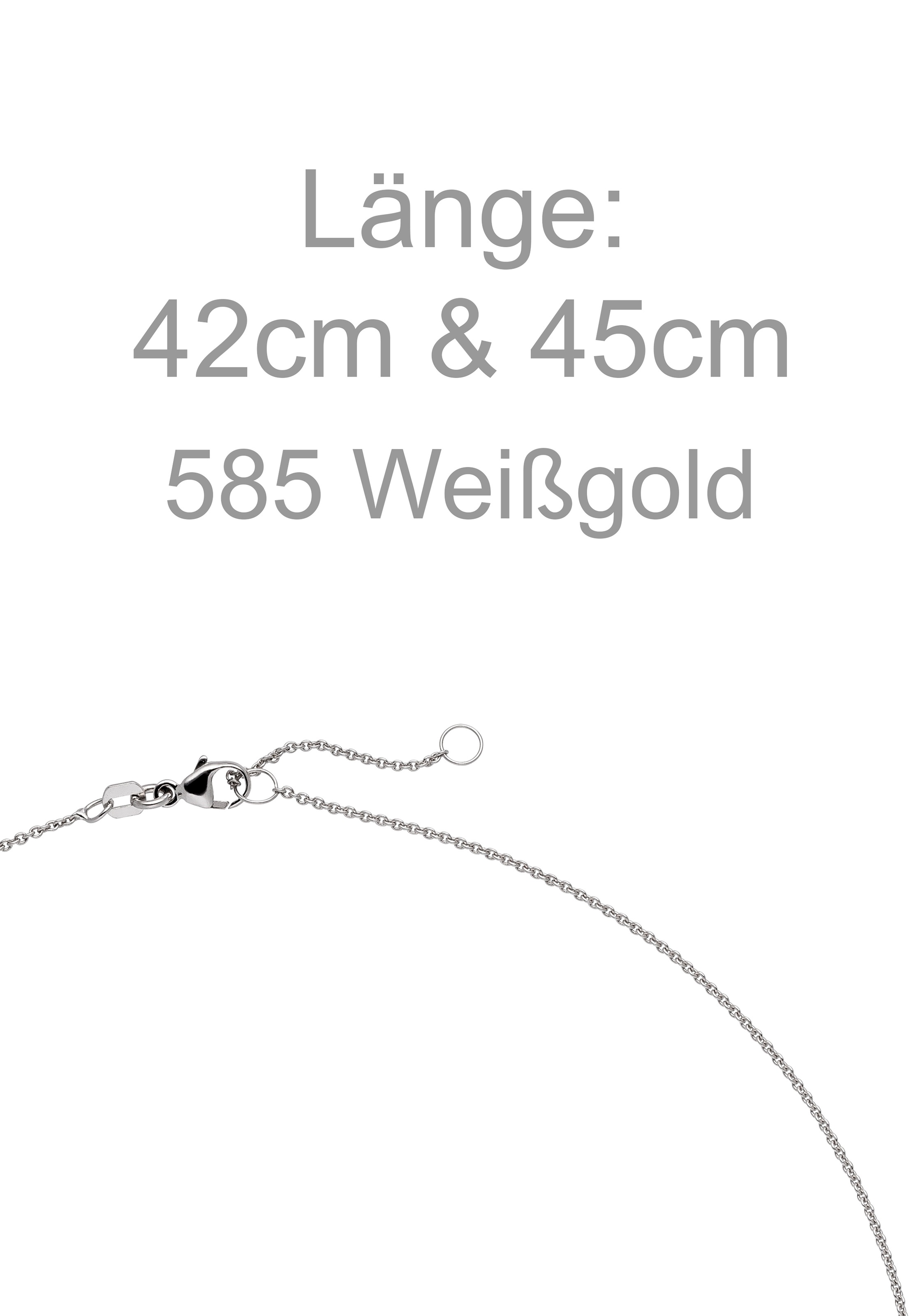 JOBO Kette mit Anhänger »Solitär Diamant Brillant 0,50 ct.« 14 Karat 585 Weißgold 45 cm