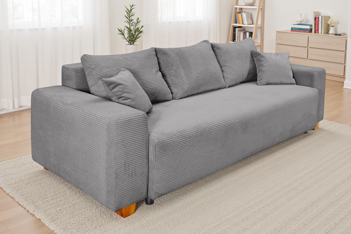 COLLECTION AB "Yves, B: 243 cm, Liegefl. 142x194 cm" Schlaffunktion, Bettkasten & 2 Zierkissen, Federkern