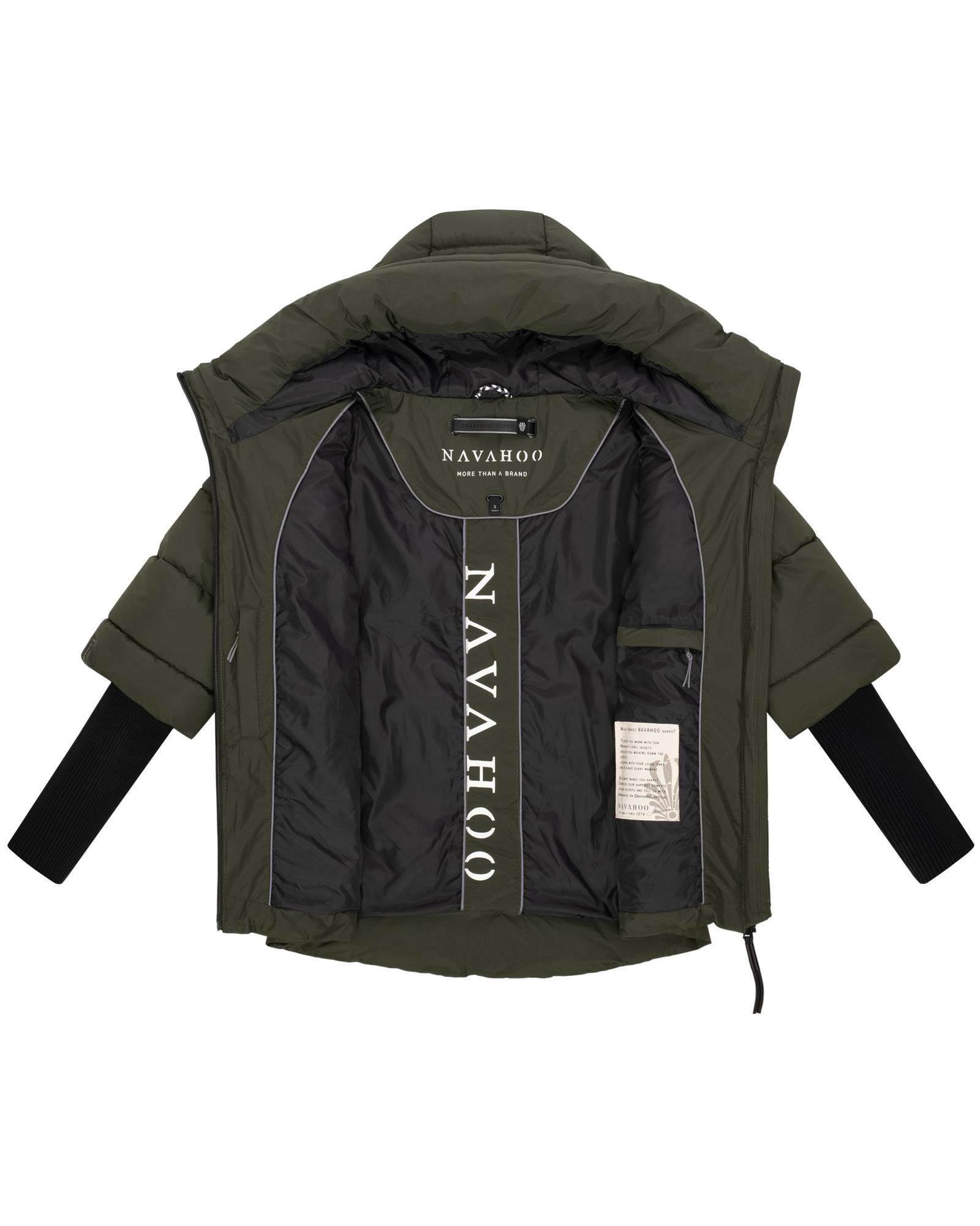 Navahoo Steppjacke »Lotusherz XIV«, mit Kapuze, Warme gesteppte Winterjacke mit Rippstrickärmeln