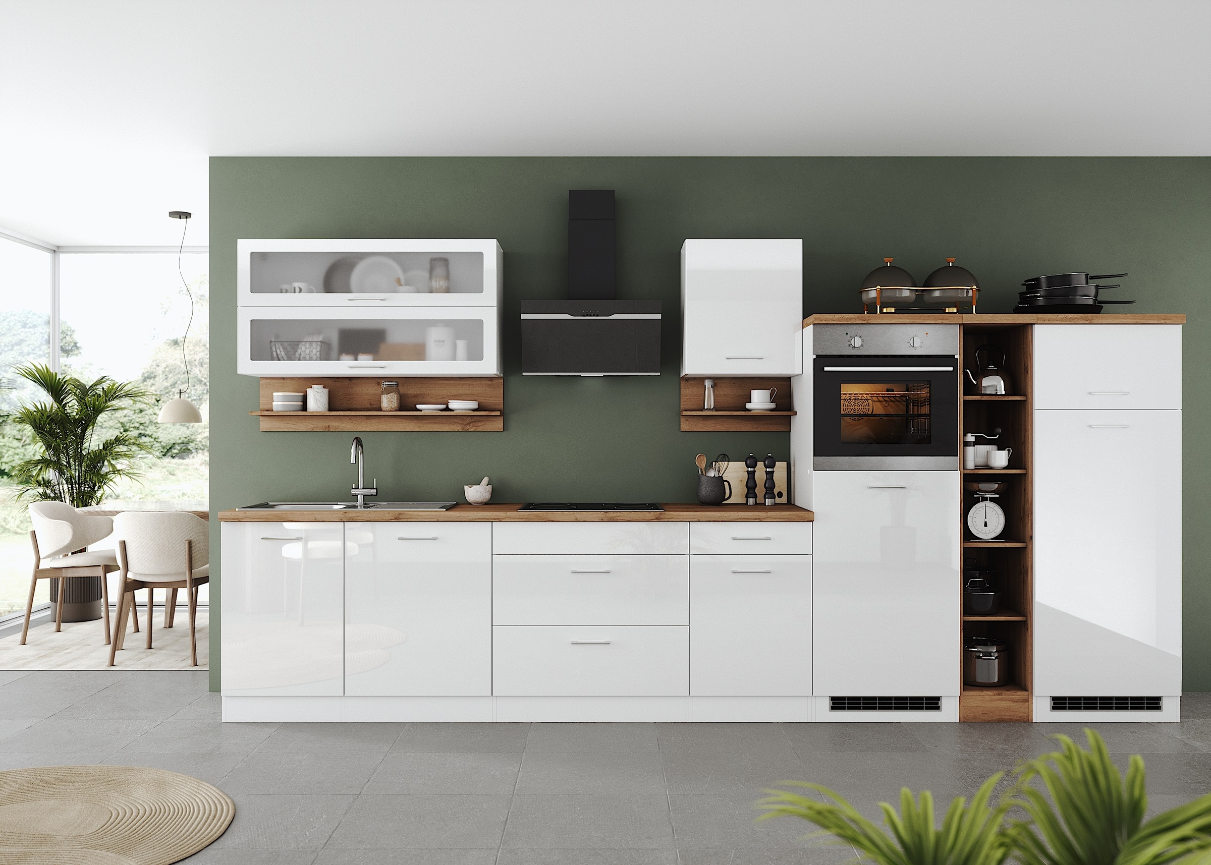 KOCHSTATION Küchenzeile "KS-Milan" 390 cm breit, viel Stauraum, wahlweise m günstig online kaufen