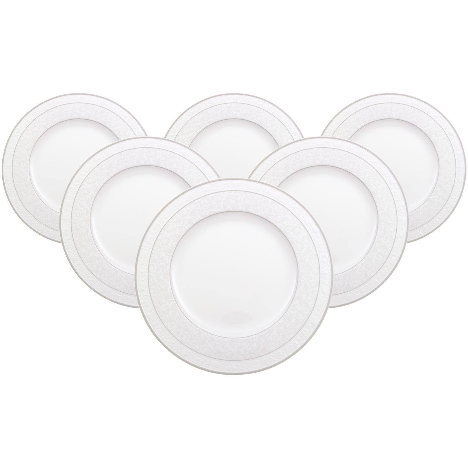 Villeroy & Boch Speiseteller "Speiseteller Gray Pearl ø 27,5 cm 6er Set weiß" Spülmaschinengeeignet, Mikrowellengeeignet