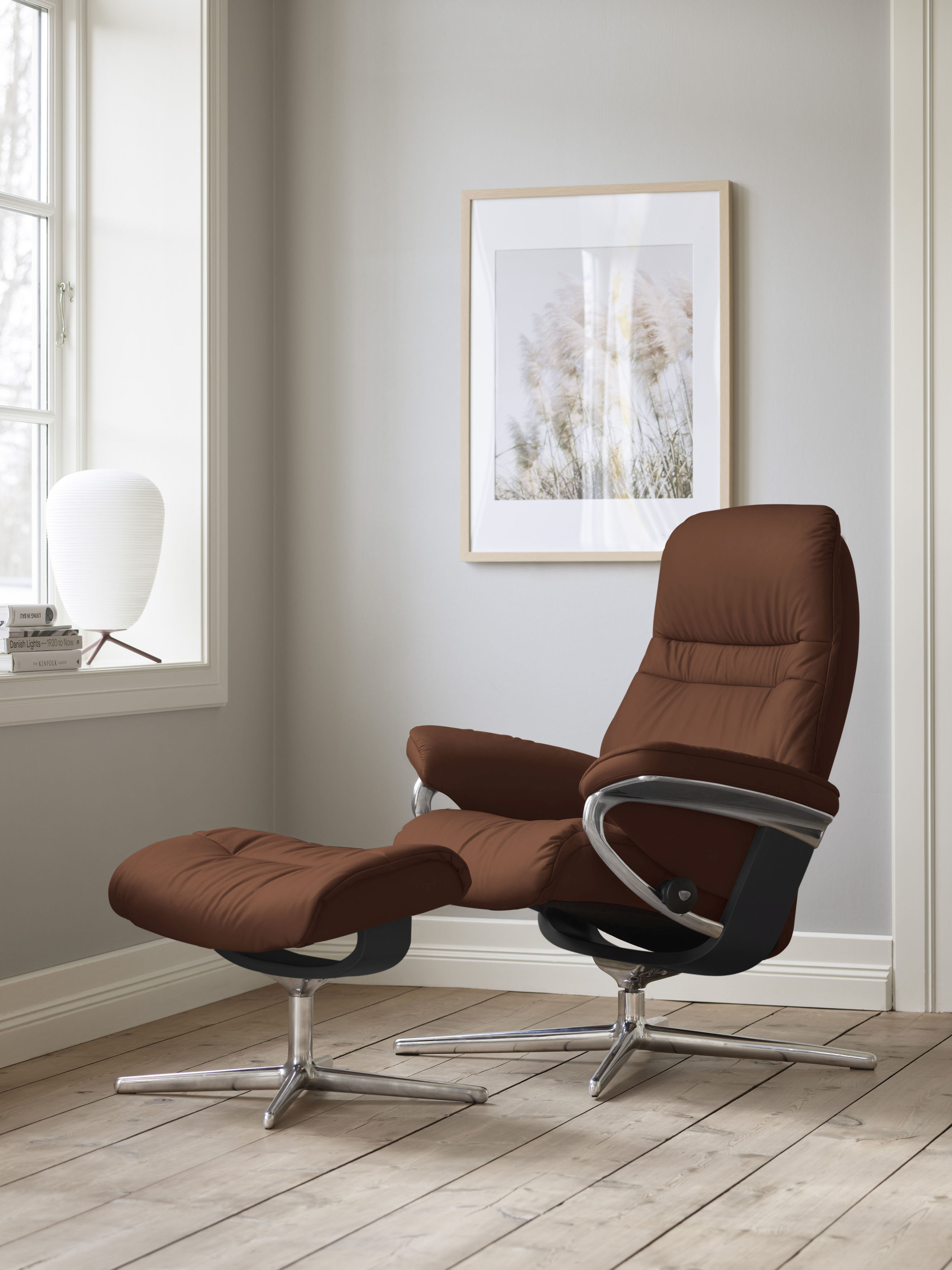 Stressless Relaxsessel "Sunrise" mit Cross Base, Größe S, M & L, Holzakzent Schwarz