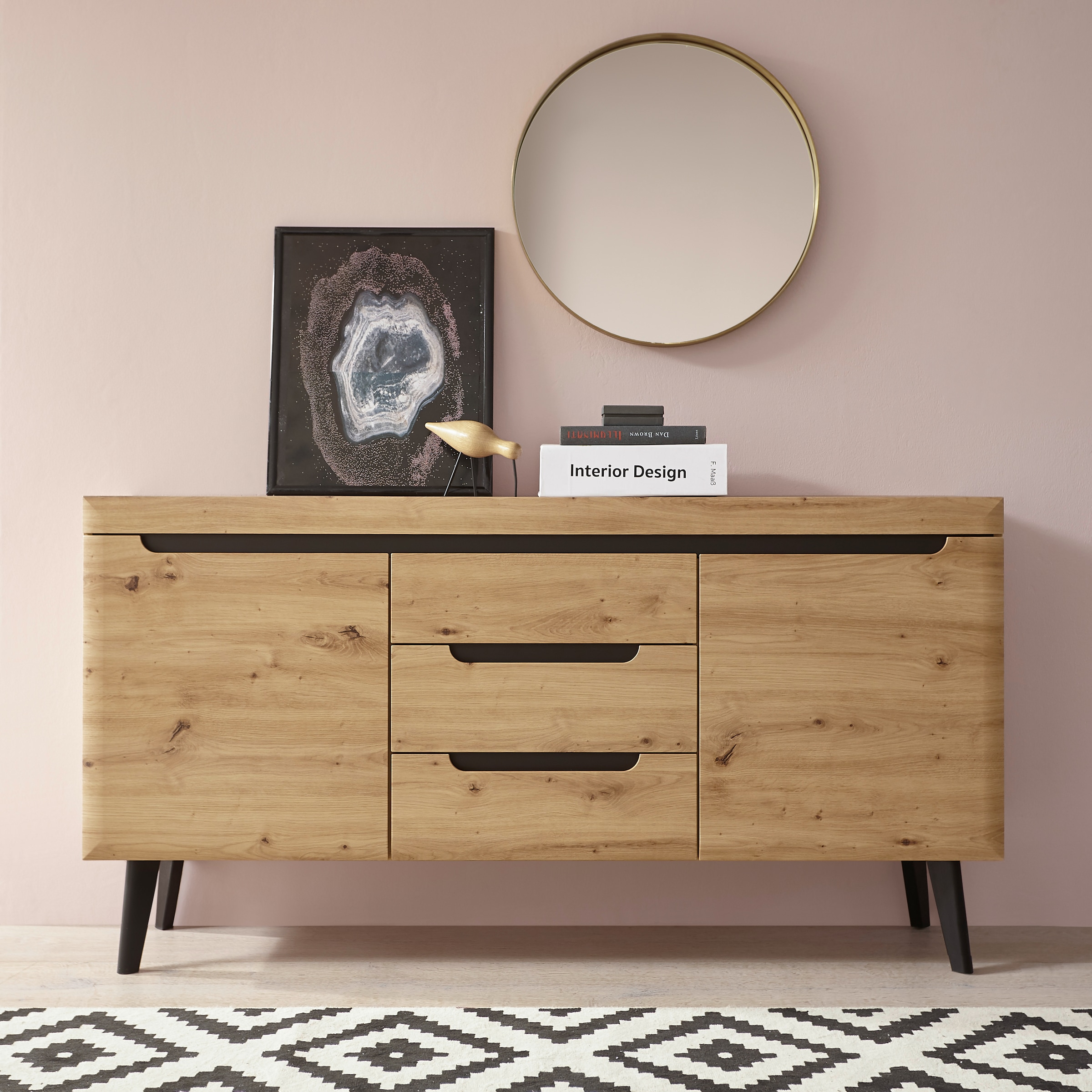 INOSIGN Sideboard »Sideboard Torge, Anrichte im skandinavischen Design, Kommode«, (1 St.), abgeschrägte Füße; in zwei Farben und Größen erhältlich