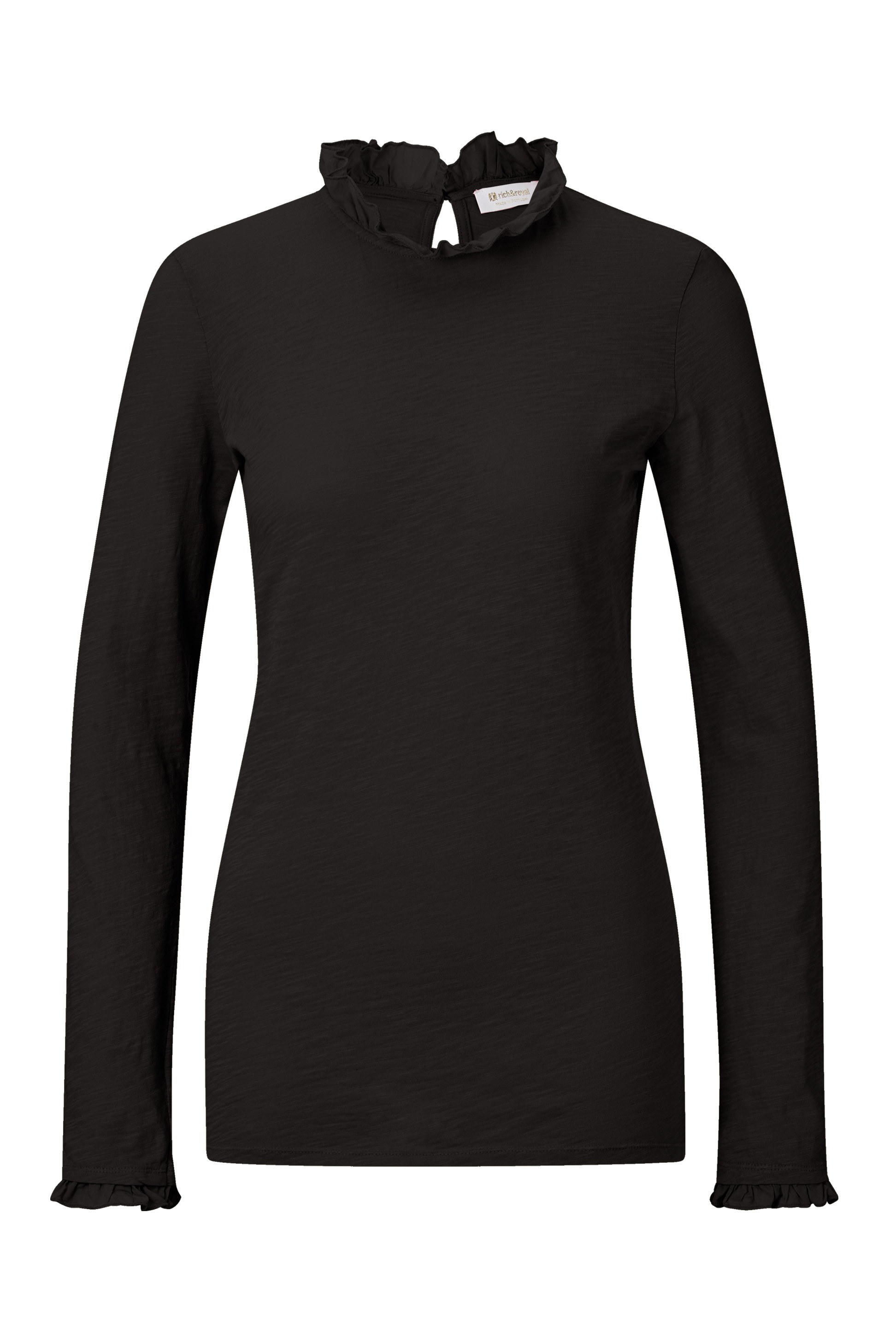 RICHROYAL Langarmshirt »2409 O Slub F LS«, mit Rüschenkante an Ausschnitt und Ärmelsaum