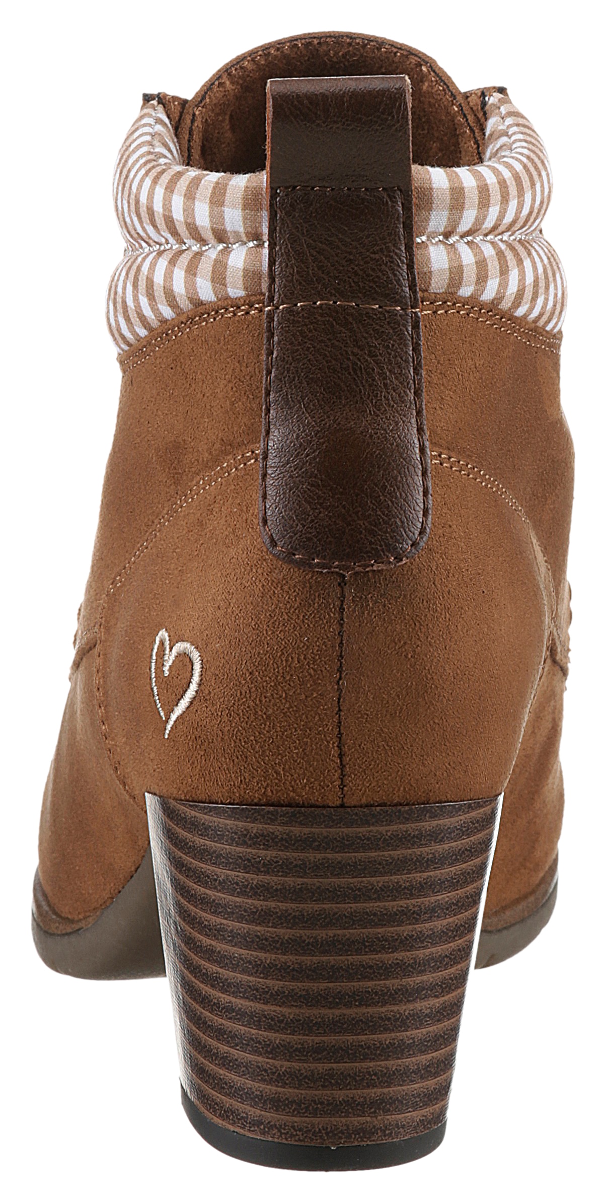 MARCO TOZZI Ankleboots, Blockabsatz, Trachtenmode, Schnürstiefelette mit Label an der Ferse