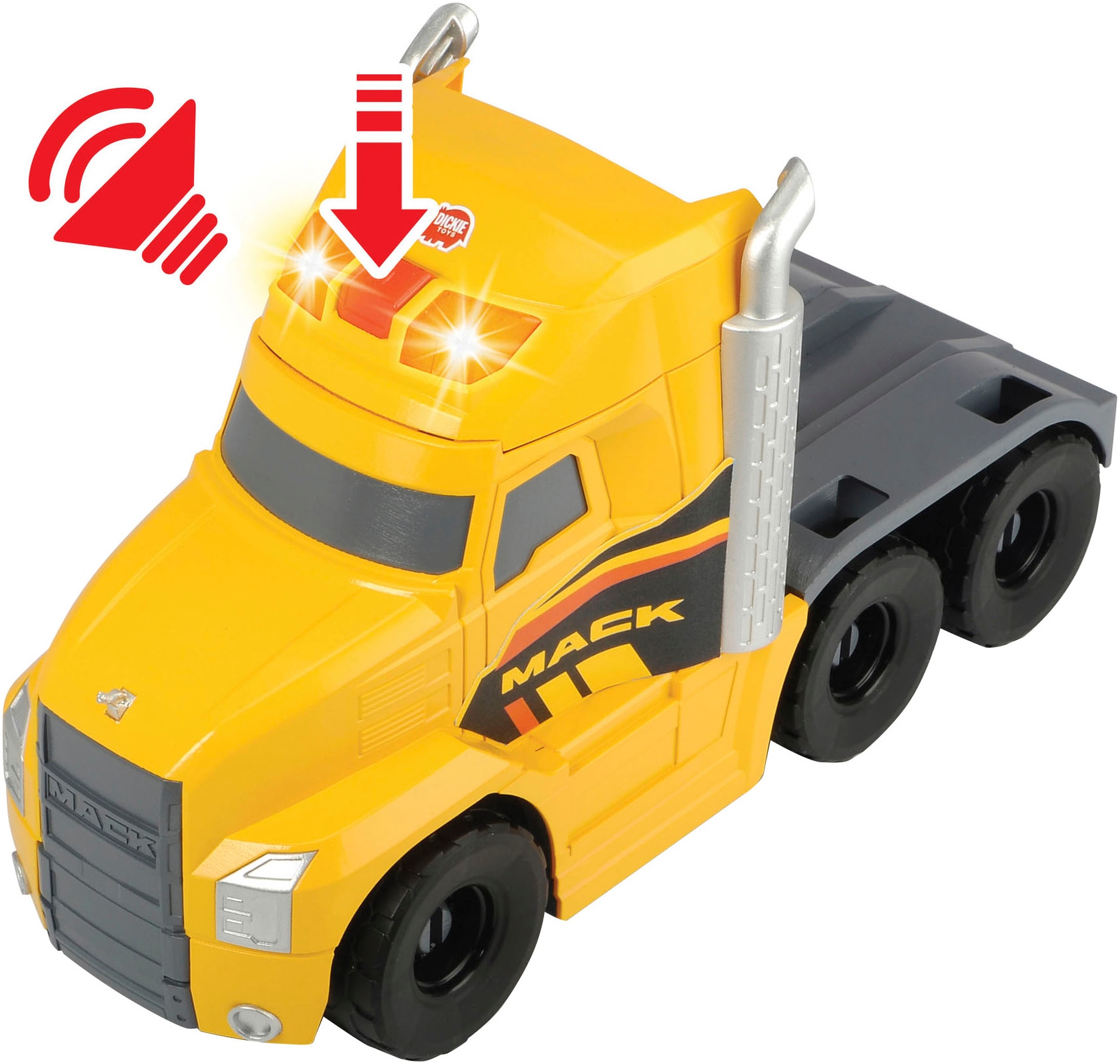 Dickie Toys Spielzeug-Baumaschine »Mack/Volvo Heavy Loader Truck«, (Set), mit Licht und Sound