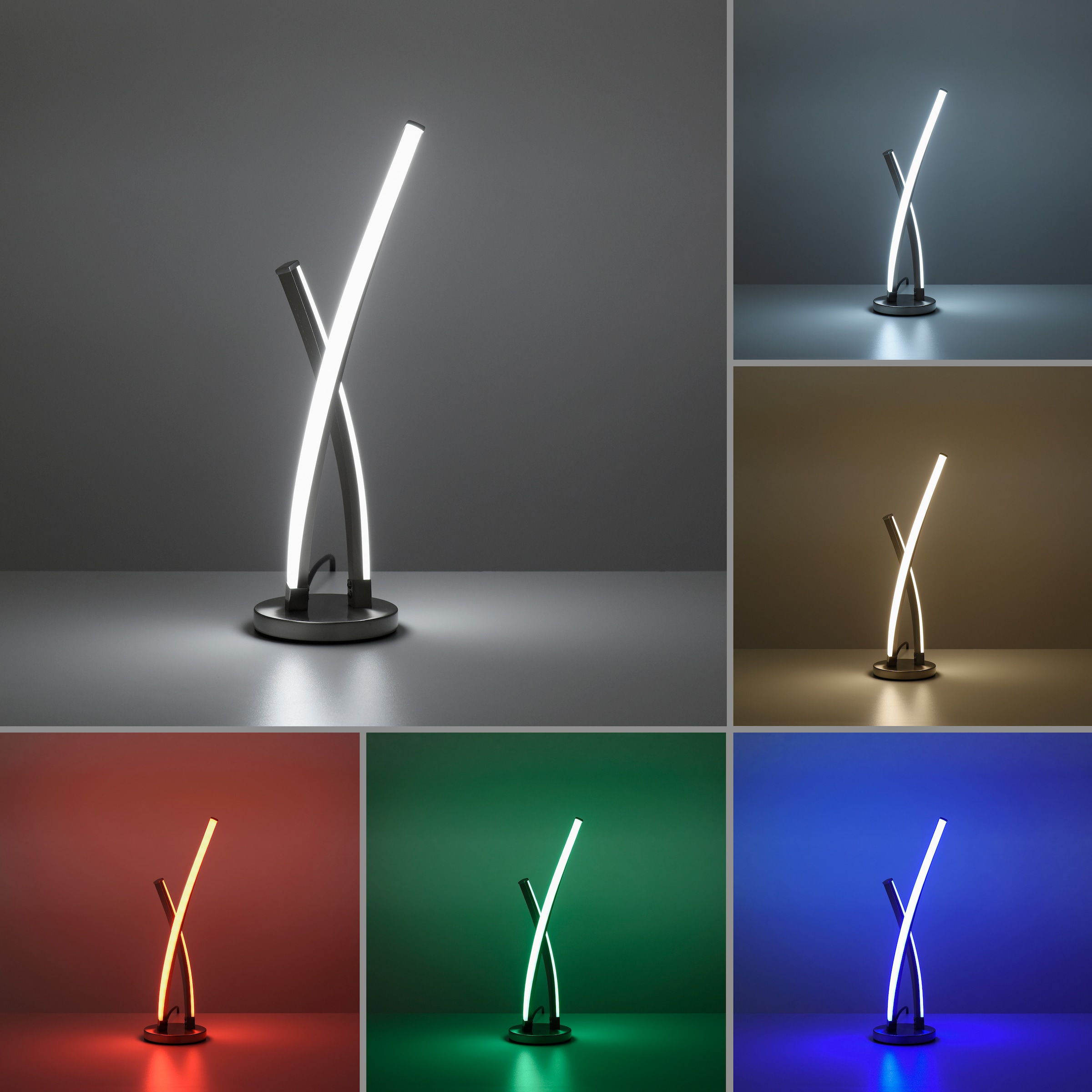 JUST LIGHT Tischleuchte »Ls-SWING«, 2 flammig-flammig, RGB+tunable white, Infrarot inkl., Fernbedienung, Smarthome fähig