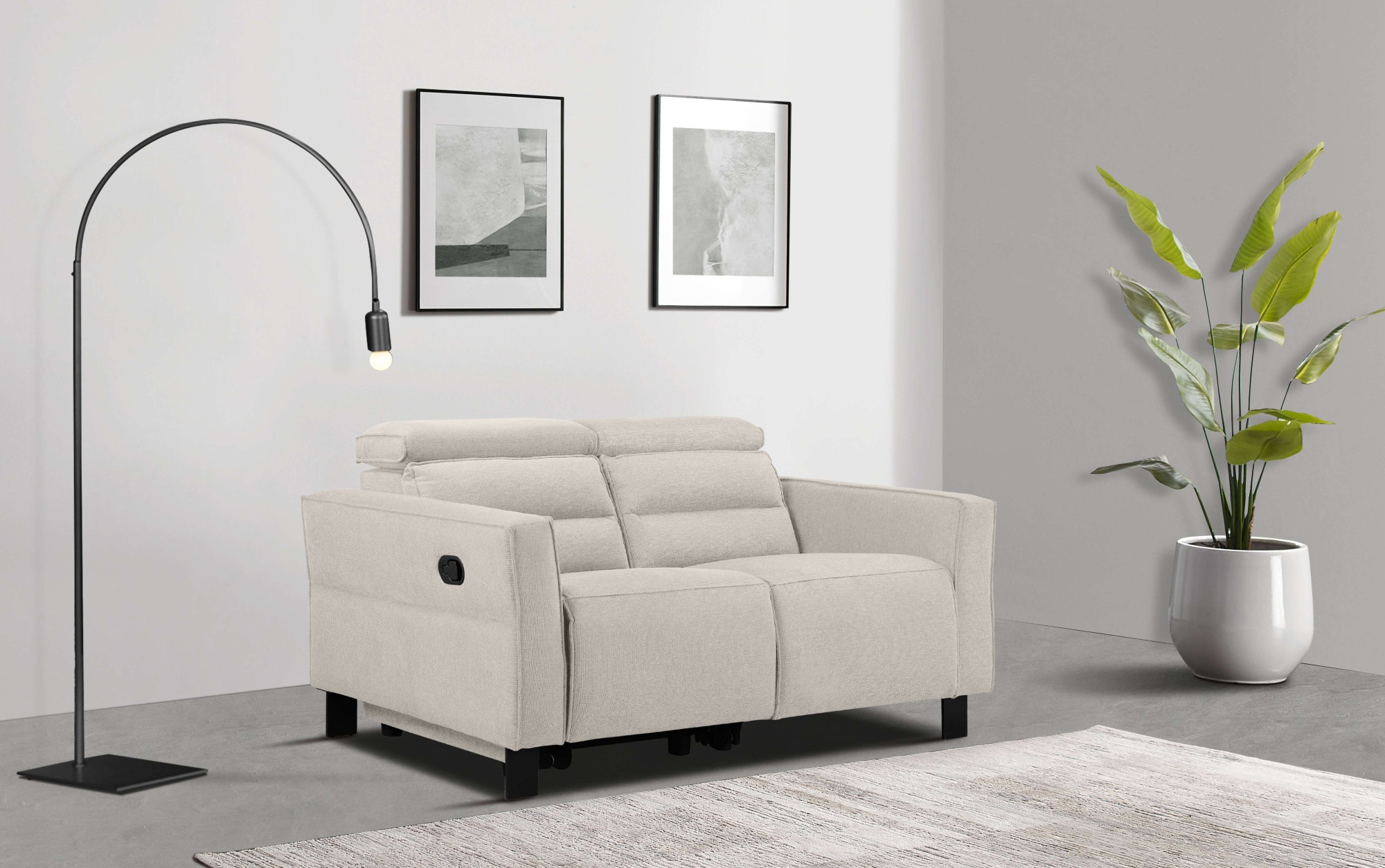 Places of Style 2-Sitzer »Carpari, 162 cm, mit manueller od. elektrischer Relaxfunktion«, (USB A/C), sowie Kopfteilverstellung