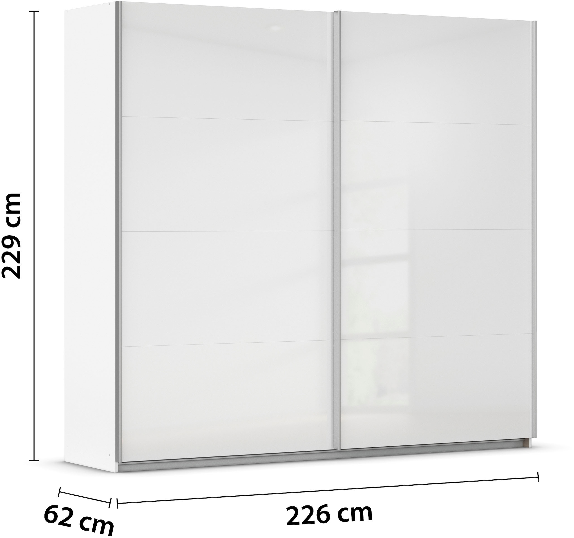 INOSIGN BY RAUCH Schwebetürenschrank »Kleiderschrank Schrank Garderobe Schlafzimmerschrank THANOS«, (in 3 verschiedenen Ausstattungen BASIC/CLASSIC/PREMIUM), Optional mit Spiegel, Metall-Griffleisten alufarben MADE IN GERMANY