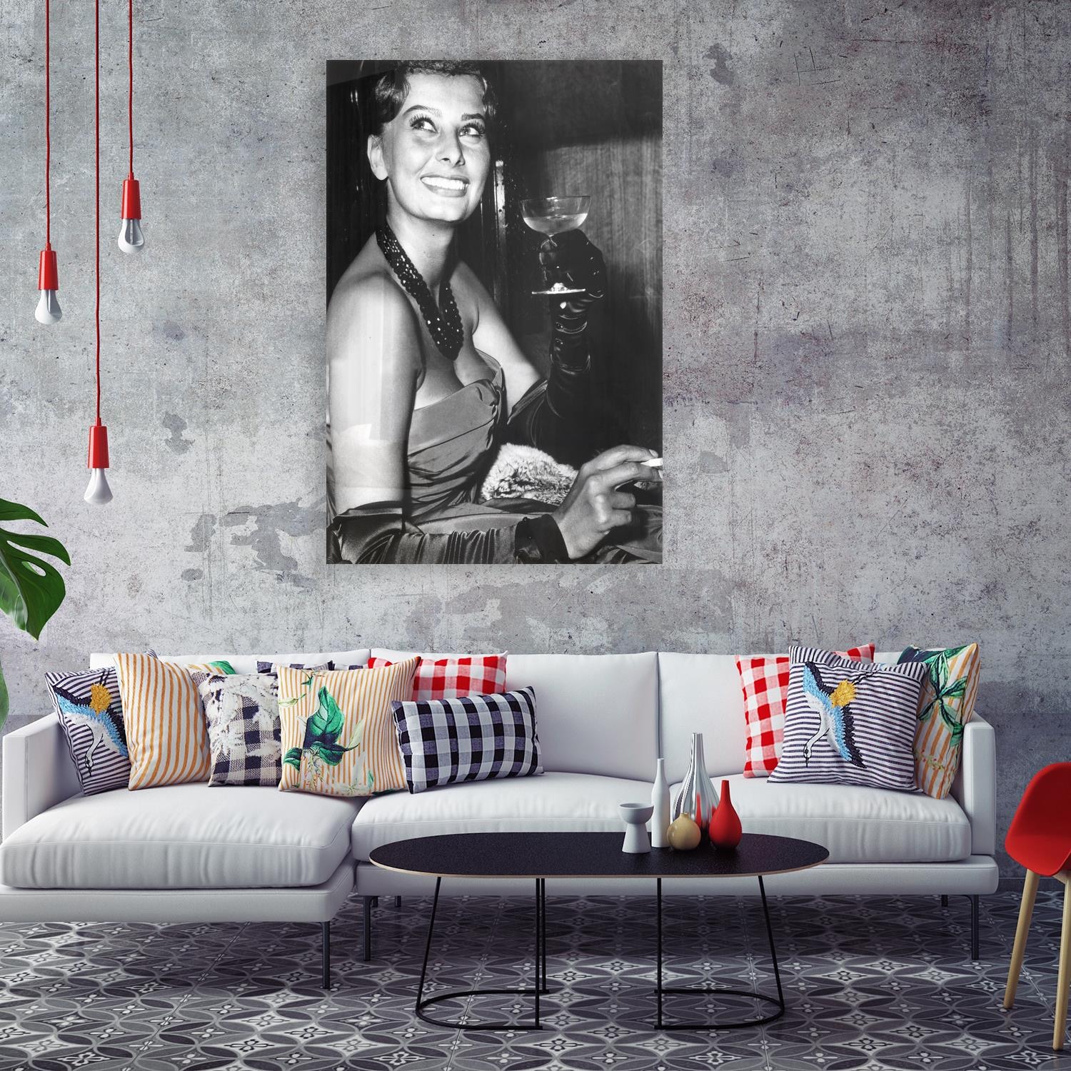 queence Acrylglasbild "Champagne", Schwarz-Weiß-Frau-Stars-Portrait-Foto-Fi günstig online kaufen