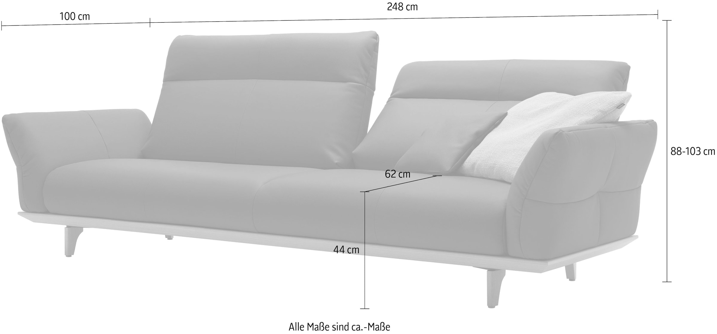 Creation BY ROLF BENZ 4-Sitzer »CR.460«, Sockel in Eiche, Füße Eiche natur, Breite 248 cm