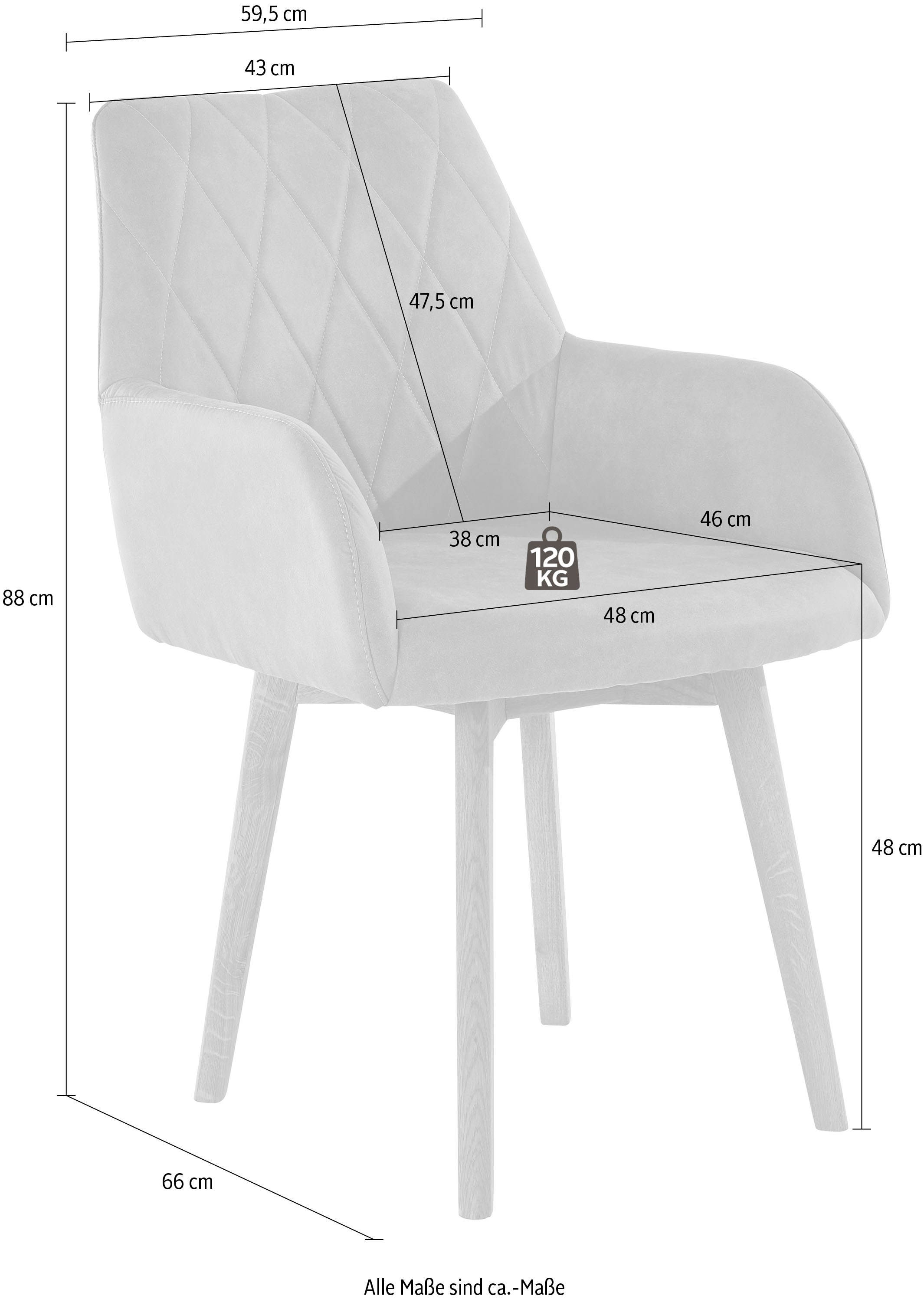 Home affaire Esszimmerstuhl »Brest«, (Set), 2 St., Microfaser, Armlehnstuhl in Leder oder Microfaser, Gestell Eiche Massiv geölt