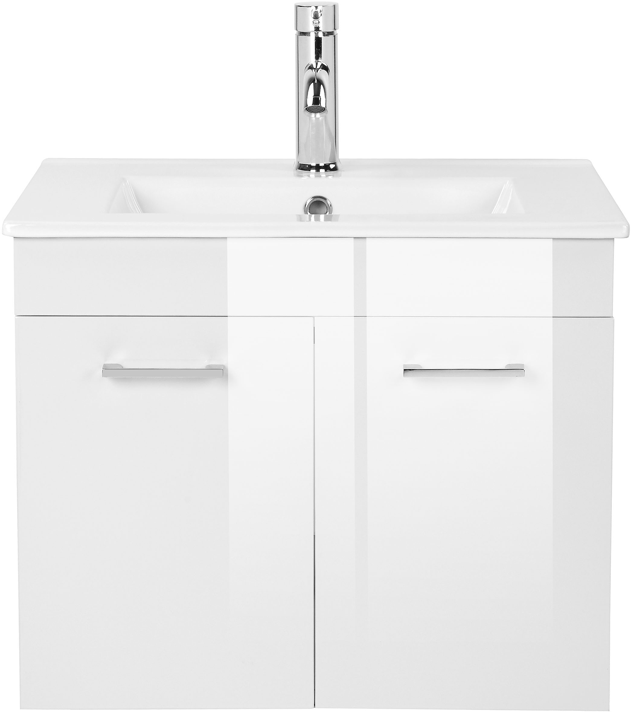 Thumbnail - welltime Waschtisch "Florenz, Breite 60cm, 2 Tür, 2 Fächer, MDF-Front" Komplett-Set, Waschplatz mit 2 Türen,in verschied...