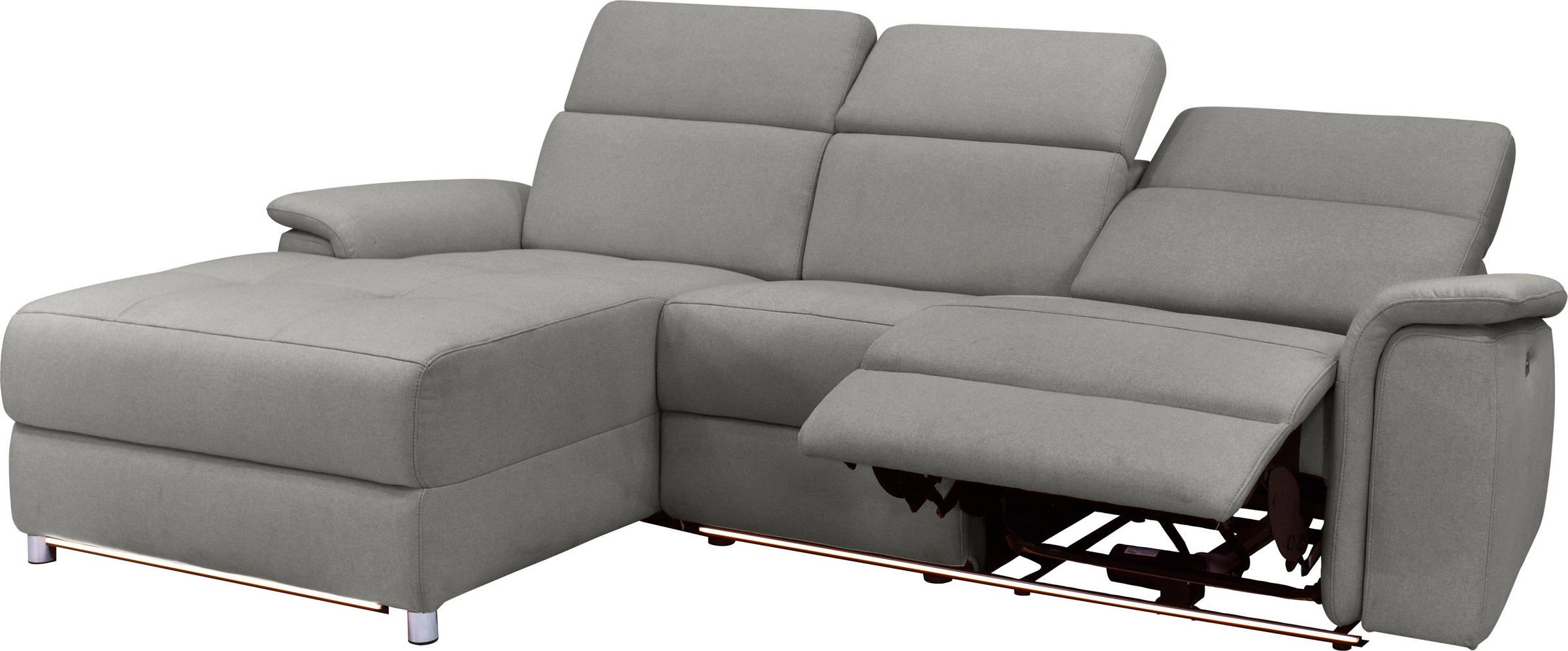 Places of Style Ecksofa »Pareli, L-Form, 259cm,m. Recamiere, Echtleder, Kunstleder, Webstoff«, man. o. elektr. Relaxfunktion, USB/Kopfteilverstellg u. LED