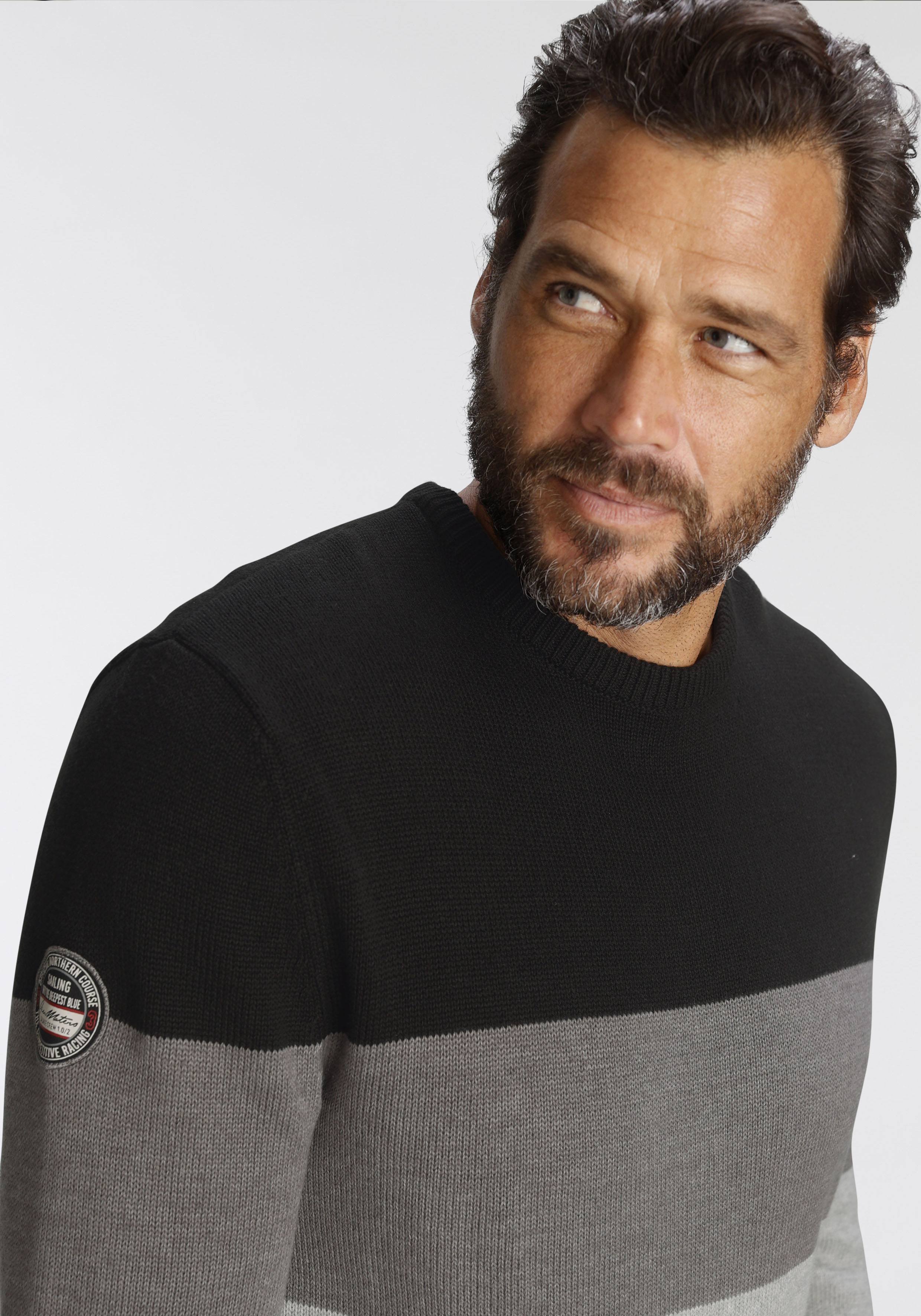 Thumbnail - Mans World Rundhalspullover "Bis Größe 5 XL" mit Blockstreifen