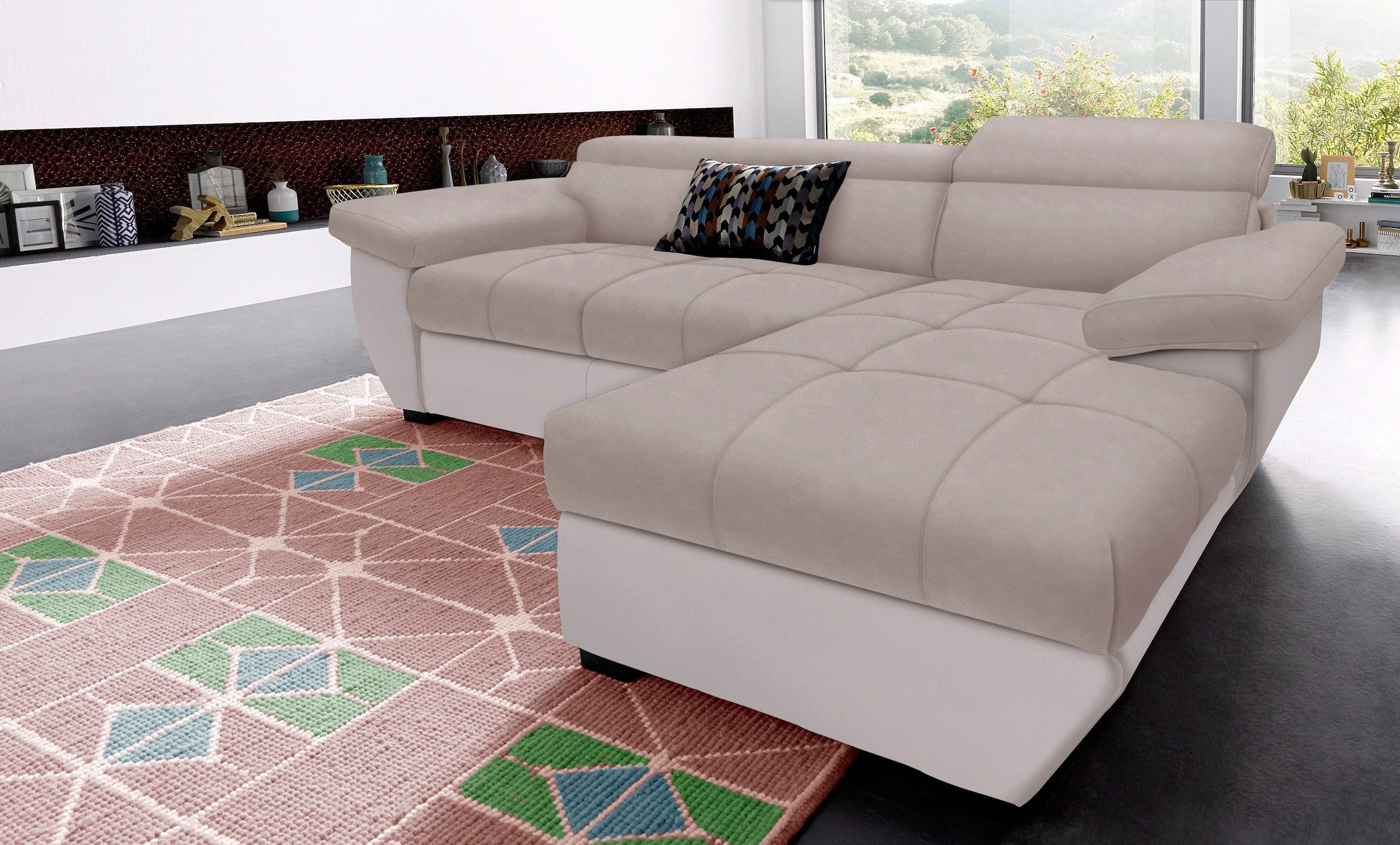 COTTA Ecksofa "Speedway L-Form" mit Kopfteilverstellung, wahlweise mit Schlaffunktion & Bettkasten