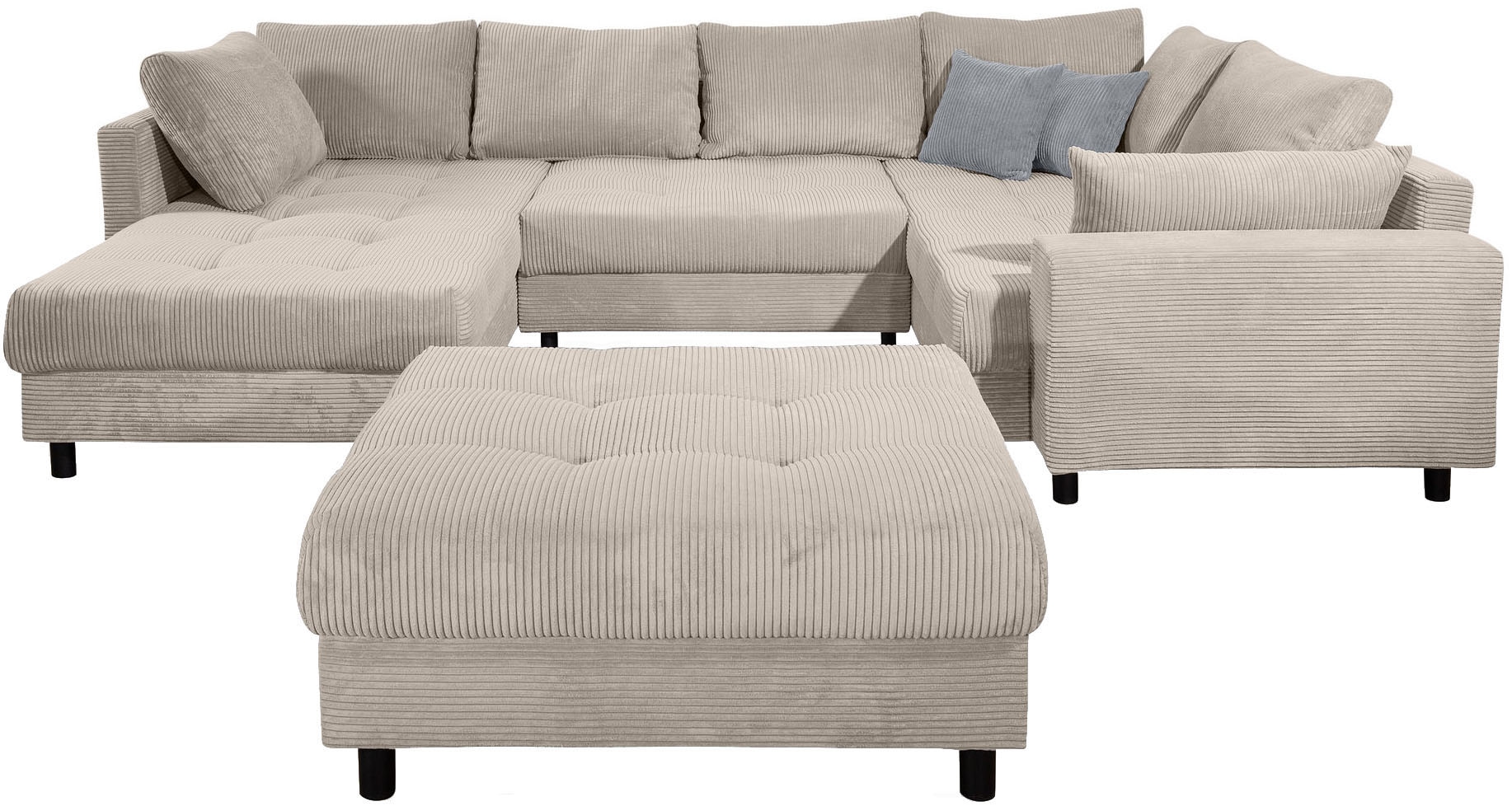 COLLECTION AB Wohnlandschaft "Toni U-Form mit Armlehne" inkl. Hocker und Zi günstig online kaufen