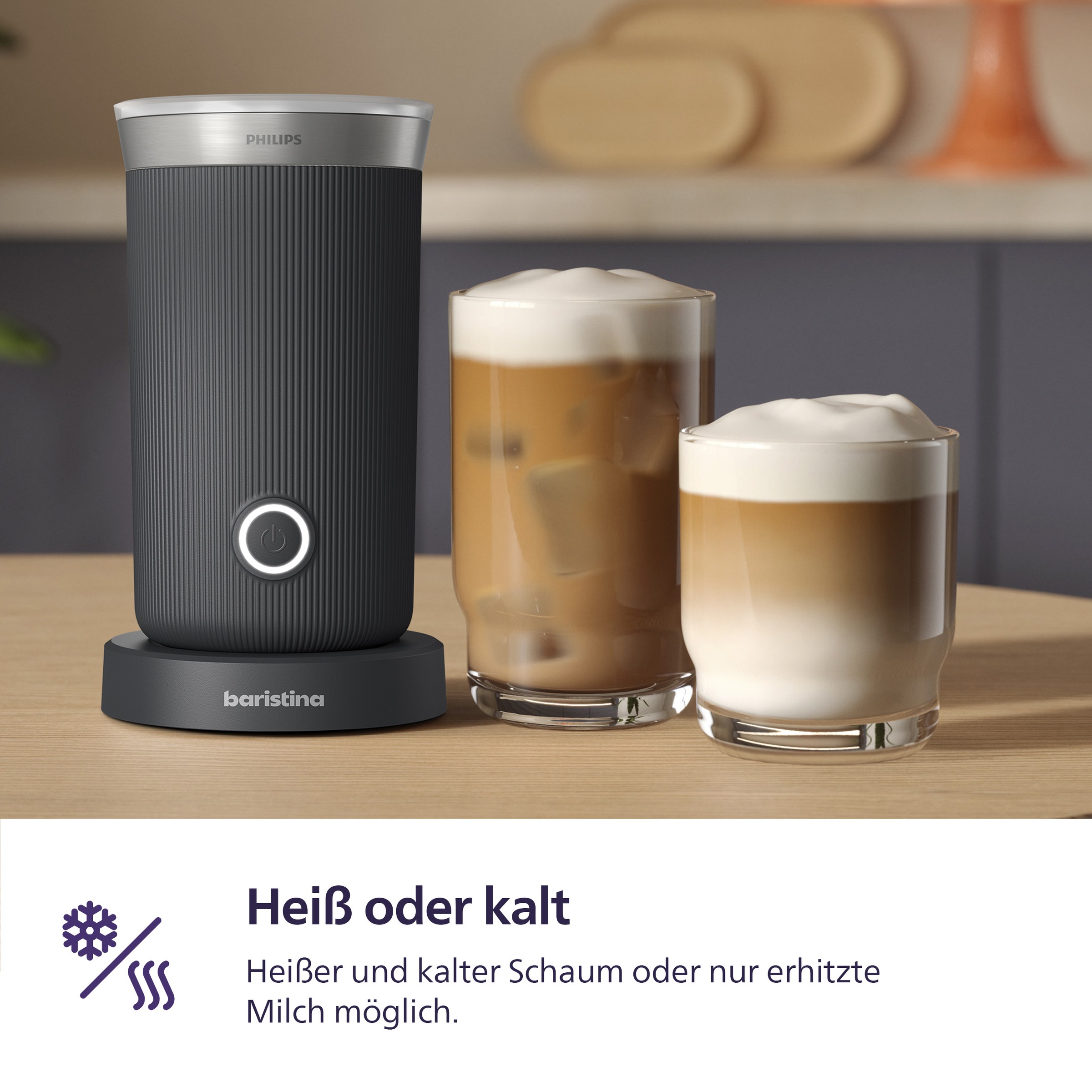 PHILIPS baristina Milchaufschäumer »BAR311, Antihaftbeschichtung, leichte Reinigung« 15,3 W warmer und kalter Milchschaum, 120 ml Fassungsvermögen