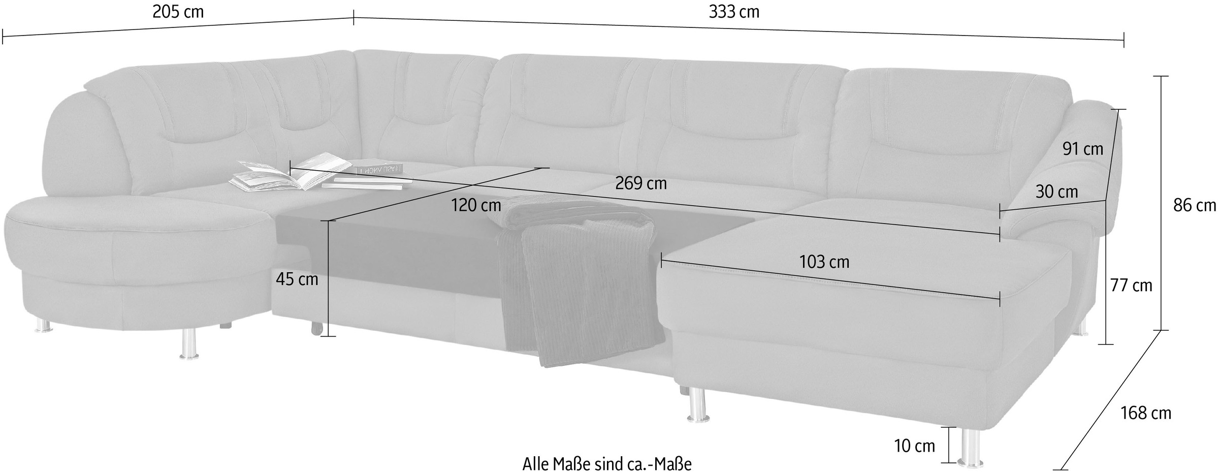 sit&more Wohnlandschaft »Salsa U-Form«, mit Federkern, wahlweise mit Bettfunktion