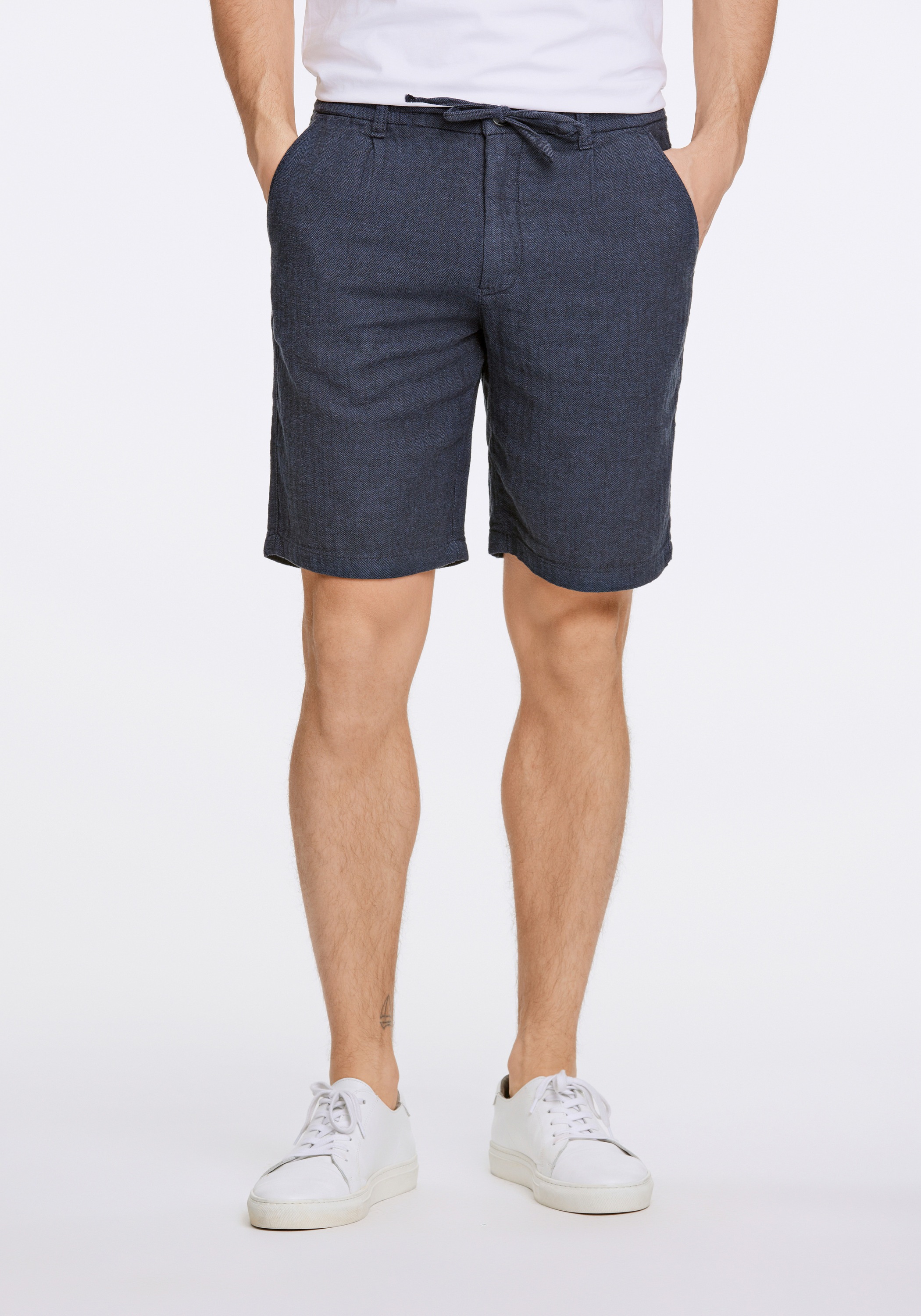 Shorts JUNK DE LUXE "Leinenshorts Relaxed Fit", Herren, Gr. XL, blau (navy), Obermaterial: 55% Baumwolle, 45% Leinen, relaxed fit, Hosen Shorts