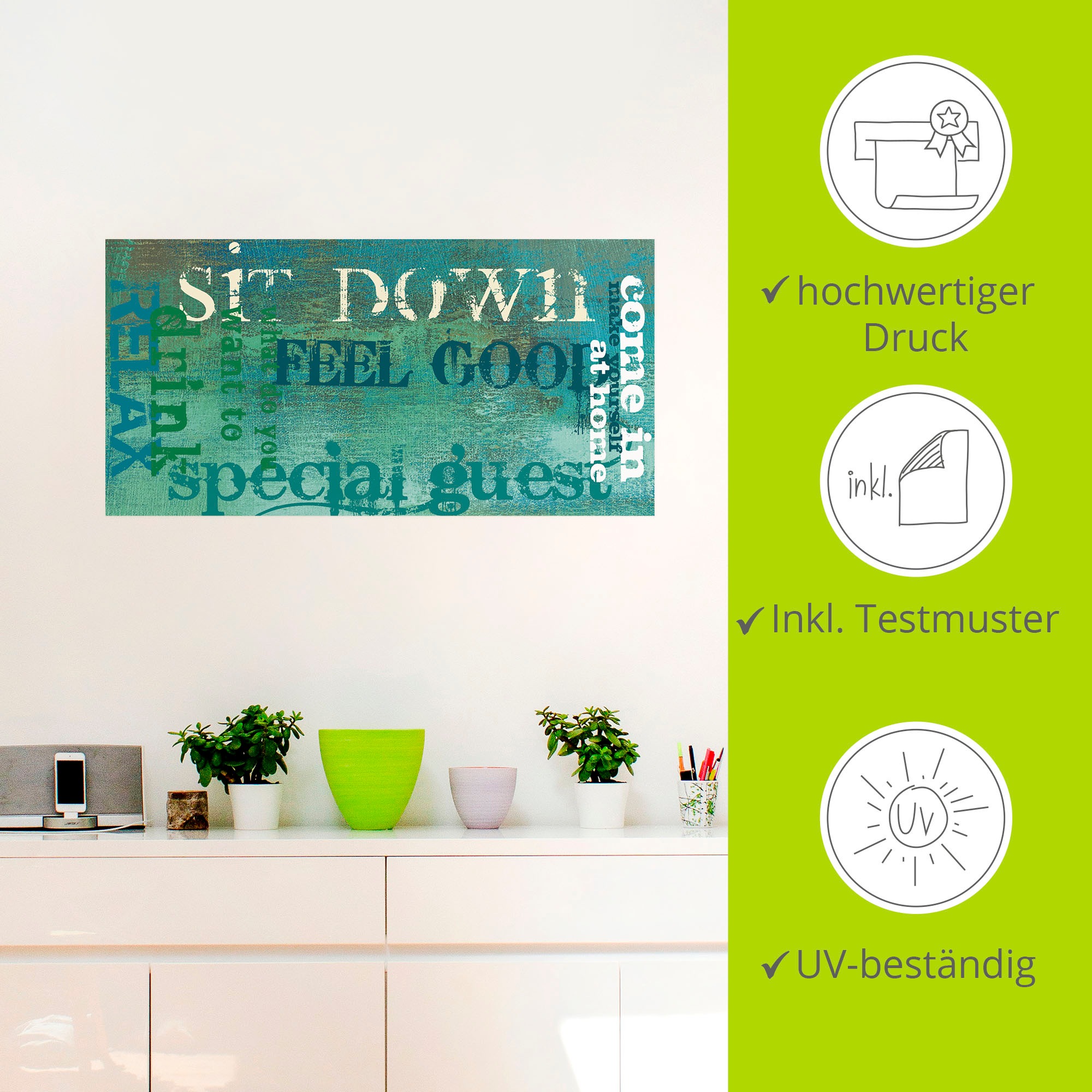 Artland Wandbild »Herein«, Sprüche & Texte, (1 St.), als Leinwandbild, Wandaufkleber in verschied. Größen
