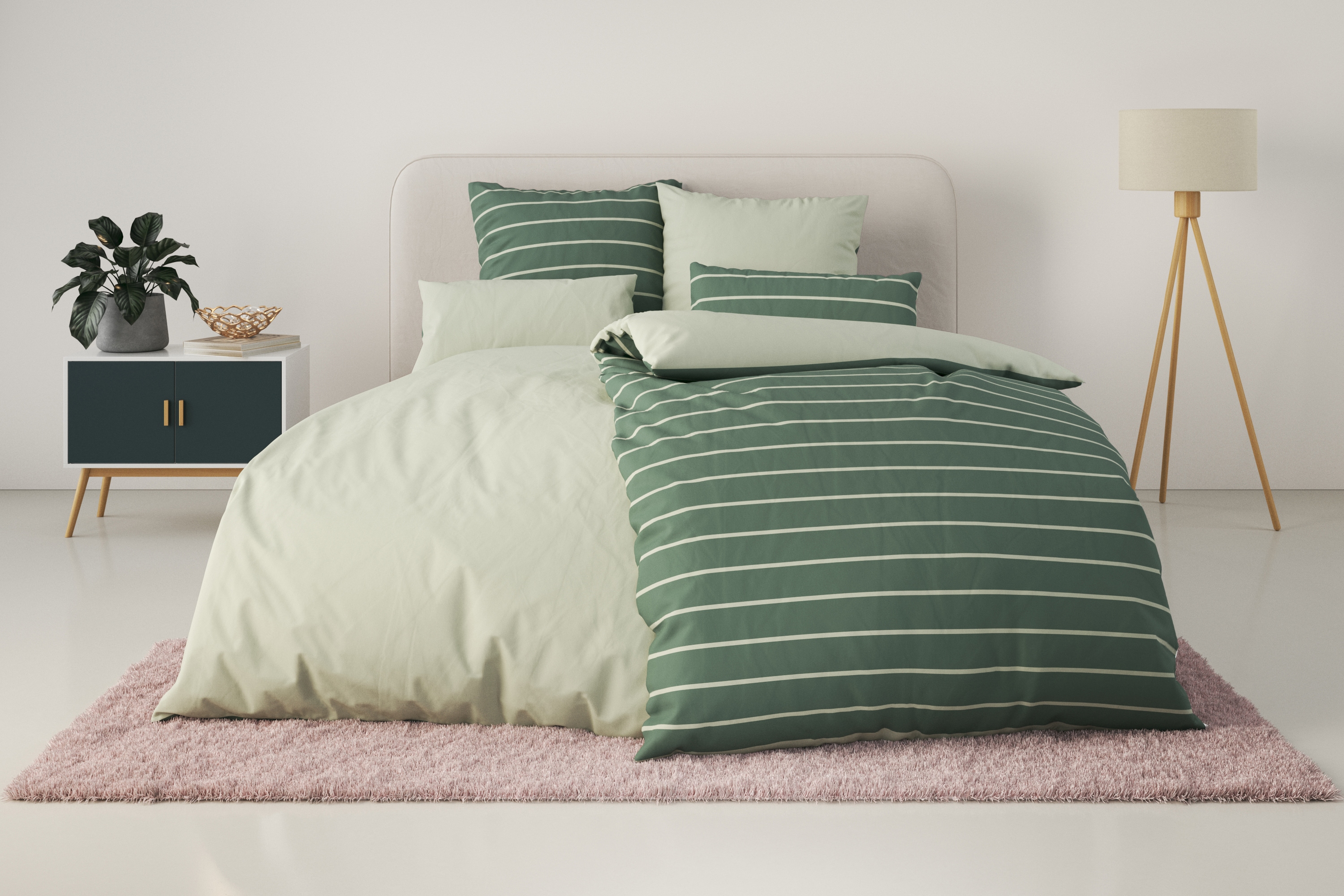 OTTO home Bettwäsche "Katja" 2 Stk. Bettwäsche aus Baumwolle, Bettwäsche mit Streifen-Design, Wendeoptik