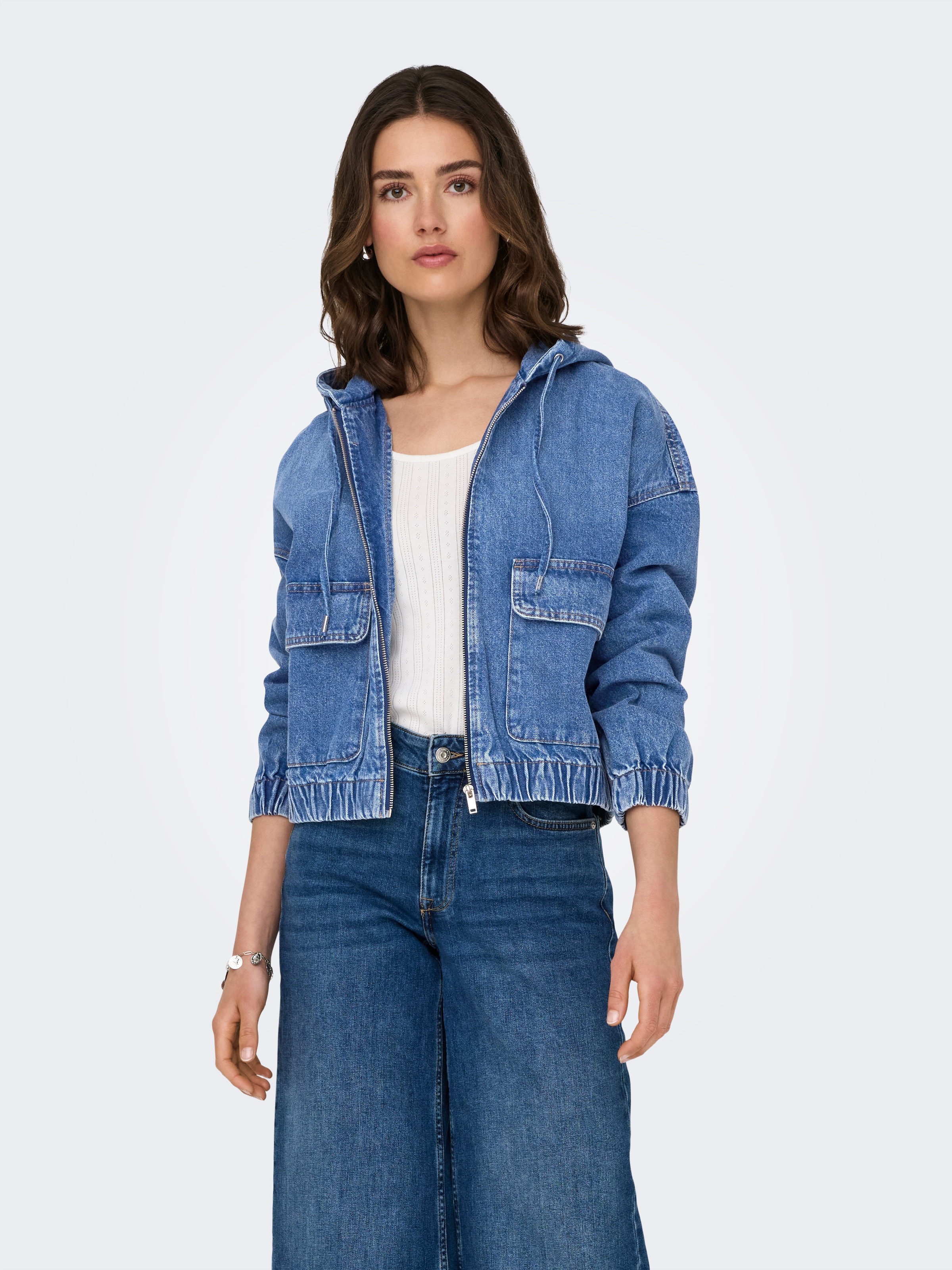 ONLY Jeansjacke »ONLKENZIE L/S DNM JACKET AKM«, mit Kapuze