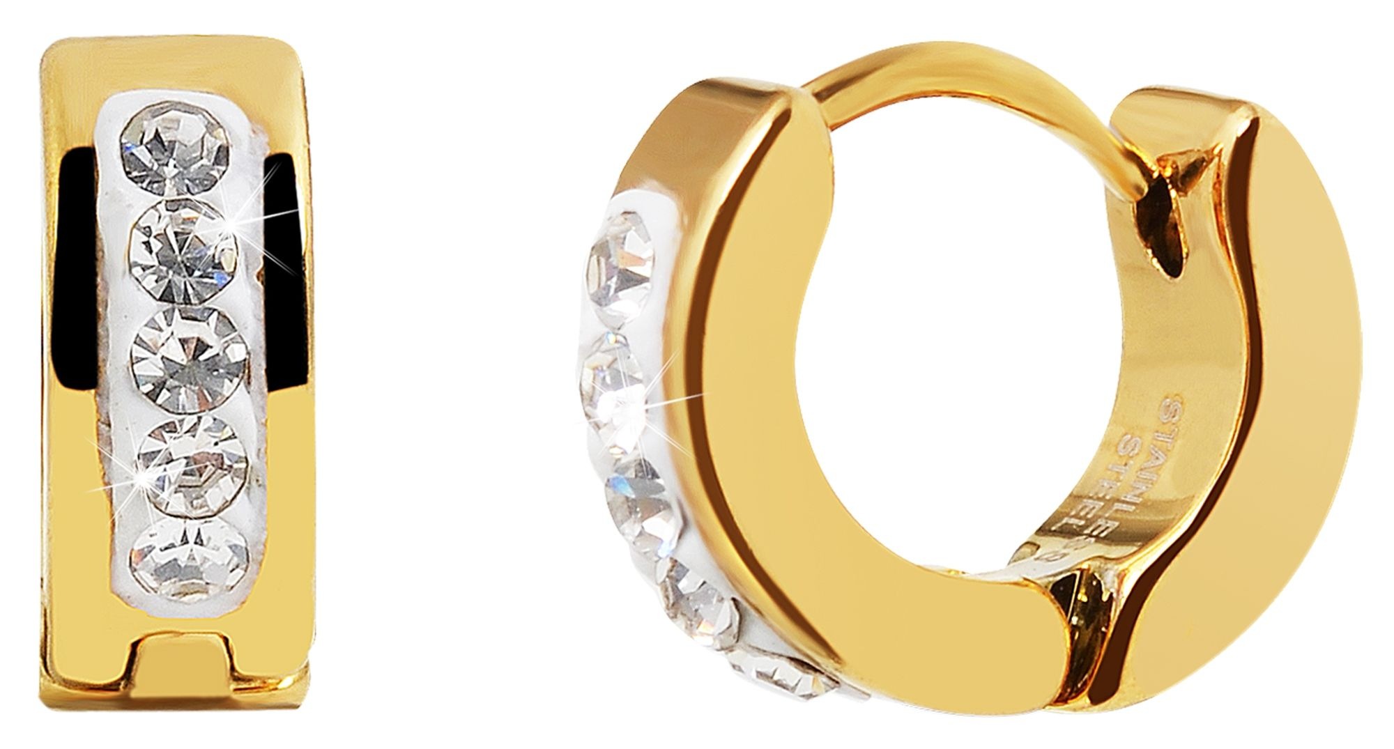 Adelia´s Klappcreolen "Ohrringe – Klappcreole aus Edelstahl mit Strass Steinchen" Eine schöne Geschenkidee für jeden Anlass