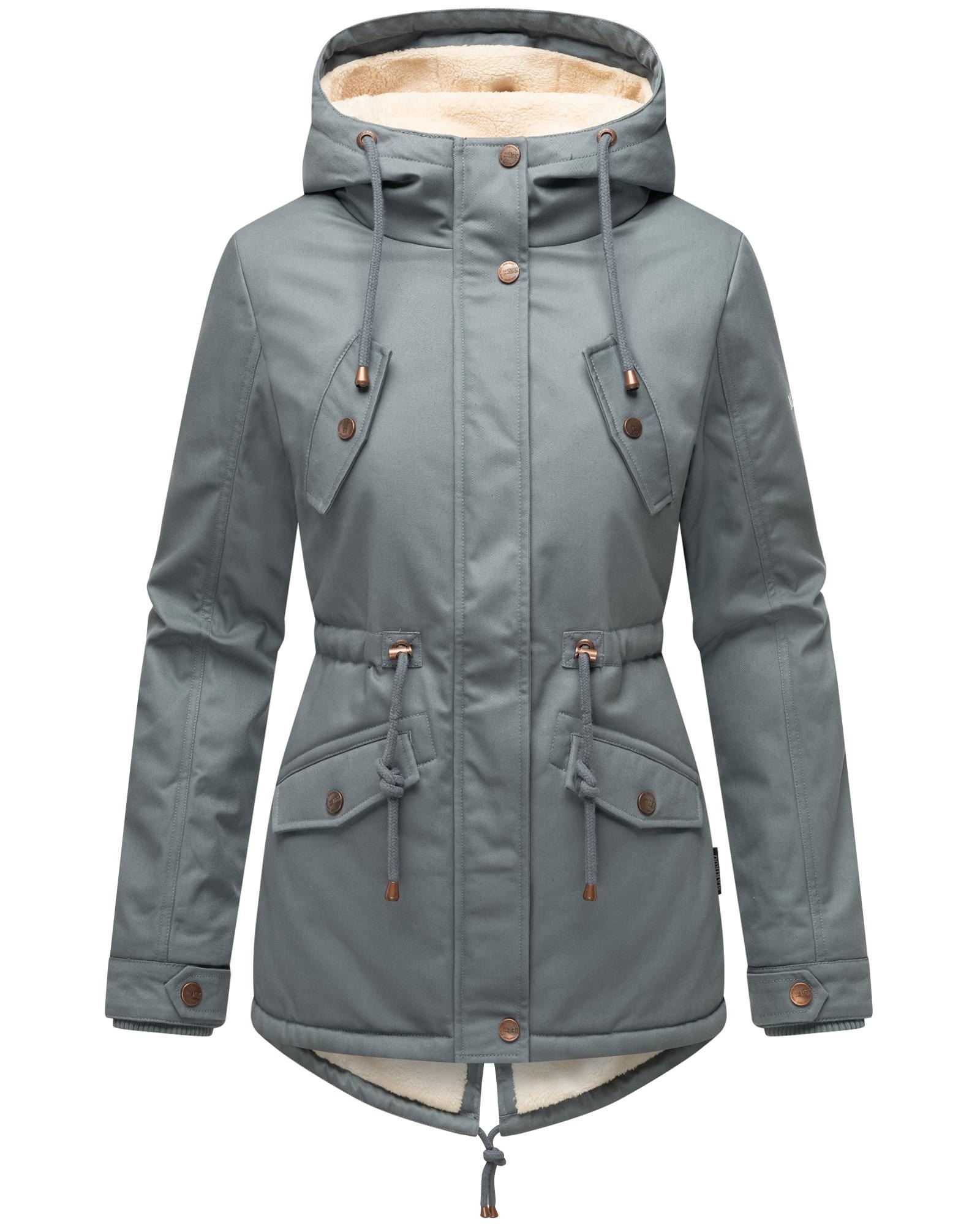 Marikoo Winterjacke »Manolya«, mit Kapuze, stylischer Kurzmantel mit weichem Teddyfell-Futter