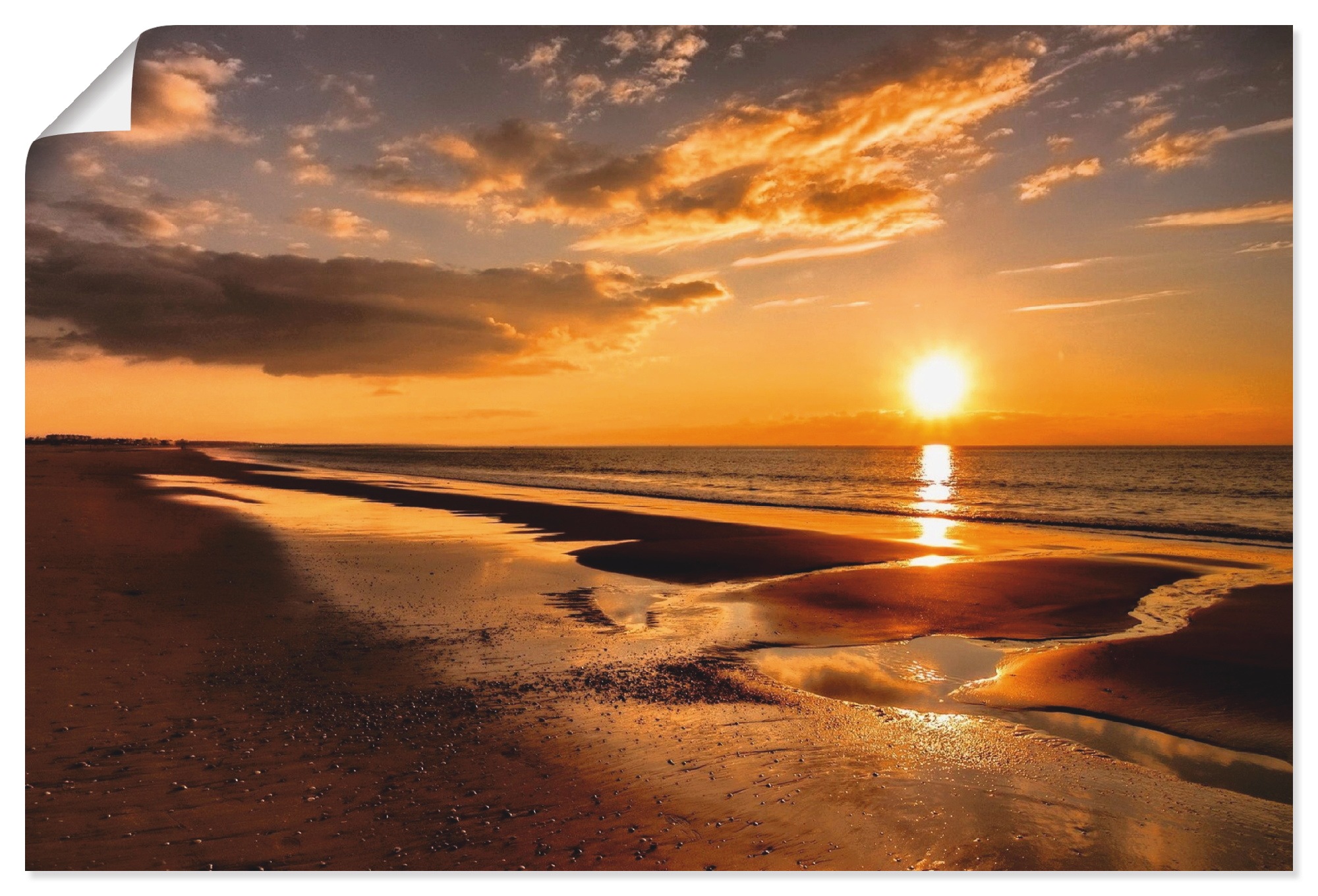 Leinwandbild, (1 | St.), Wandbild Poster Artland »Sonnenuntergang als am BAUR Mittelmeer«, Größen Alubild, oder Strand, Wandaufkleber kaufen versch. in