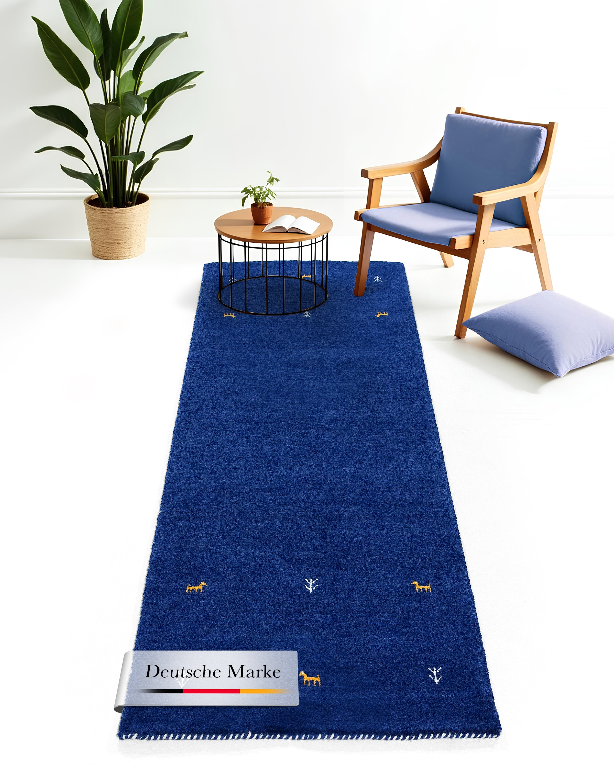carpetfine "Gabbeh Uni, auch als Läufer und Rund erhältlich" rechteckig 15 mm Höhe reine Wolle, handgewebt, Gabbeh Loom Tiermotiv, große Farbauswahl