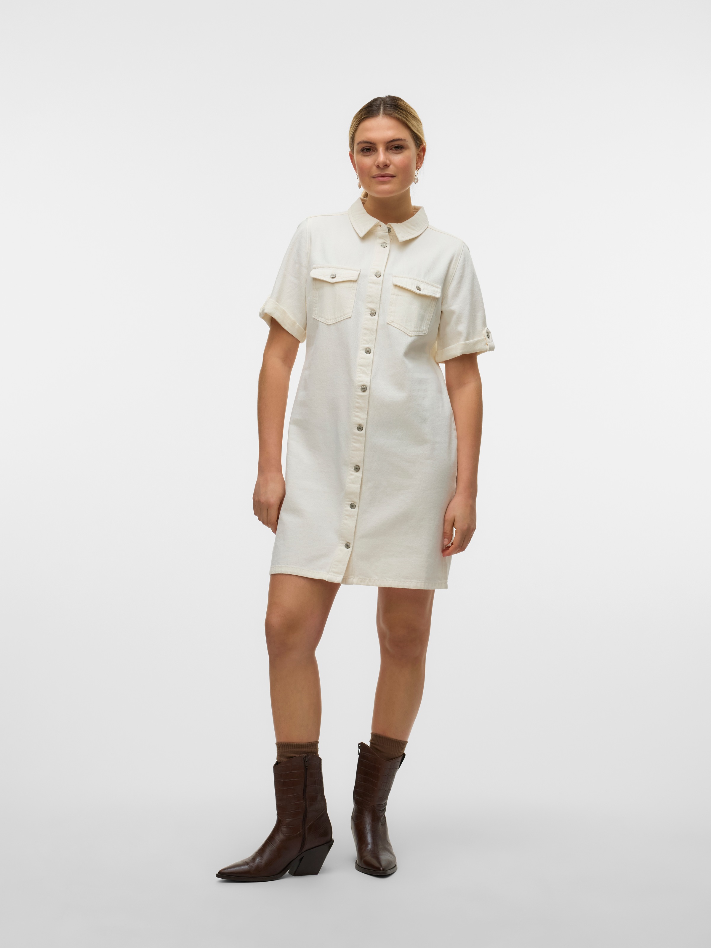 VERO MODA VMJENNIE SS Short Denim Dress Weiß XL 2