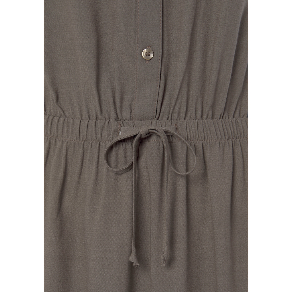 LASCANA Sommerkleid, Hemdblusenkragen und V-Ausschnitt, Blusenkleid mit Gummizug