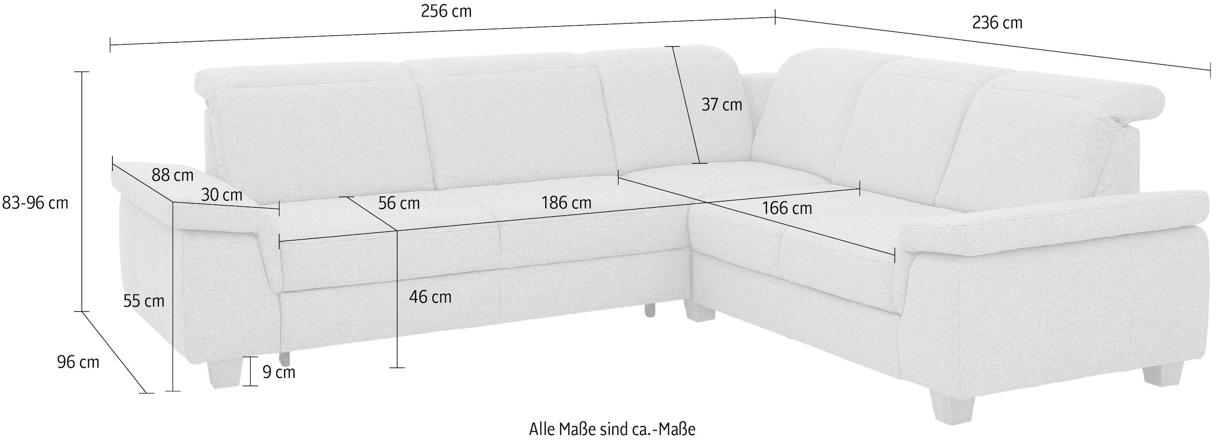 Home affaire Ecksofa »Dalia L-Form«, mit Federkernpolsterung, wahlweise mit Bettfunktion, Bettkasten